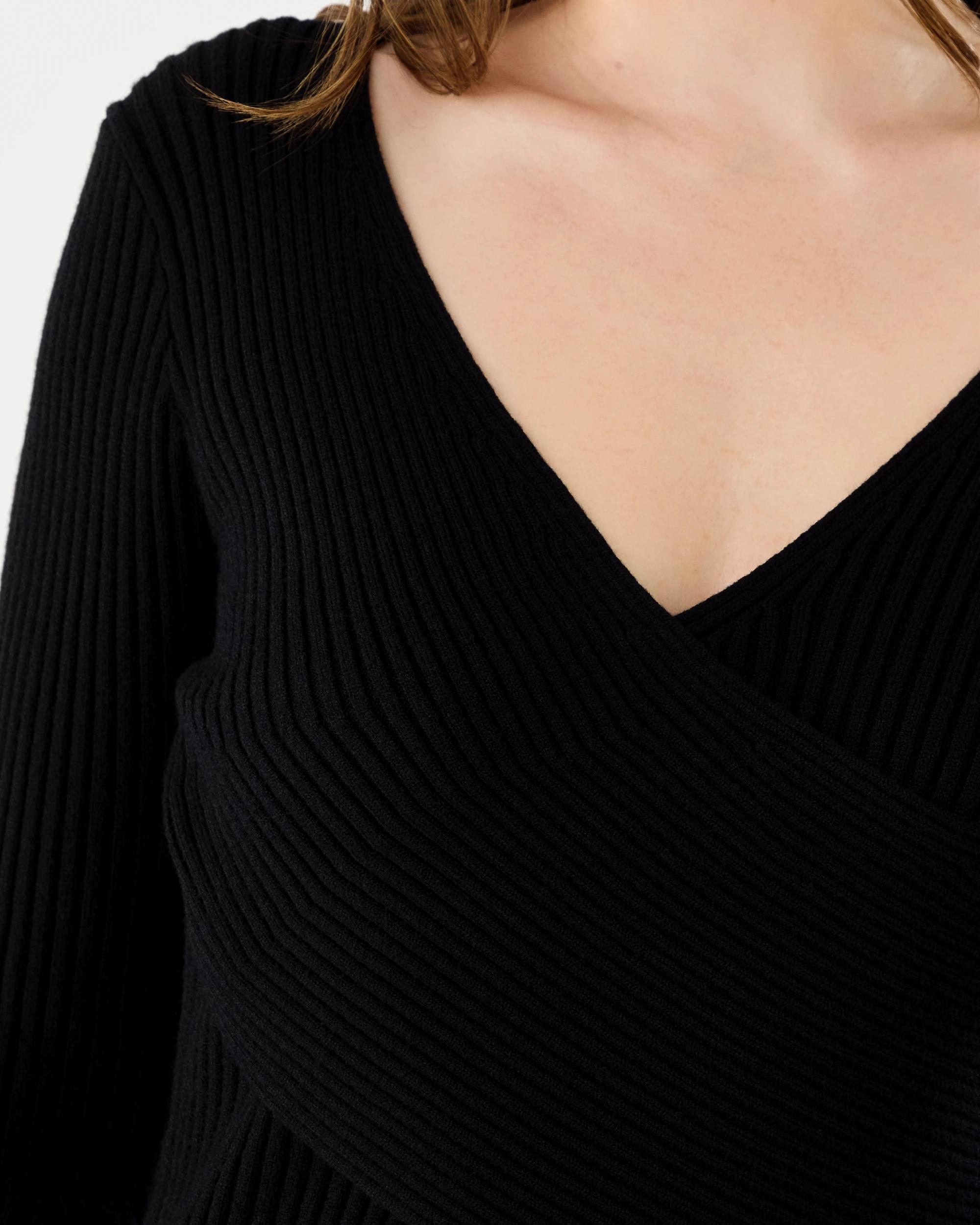 6 Long Sleeve Wrap Top Black, 6 of 6