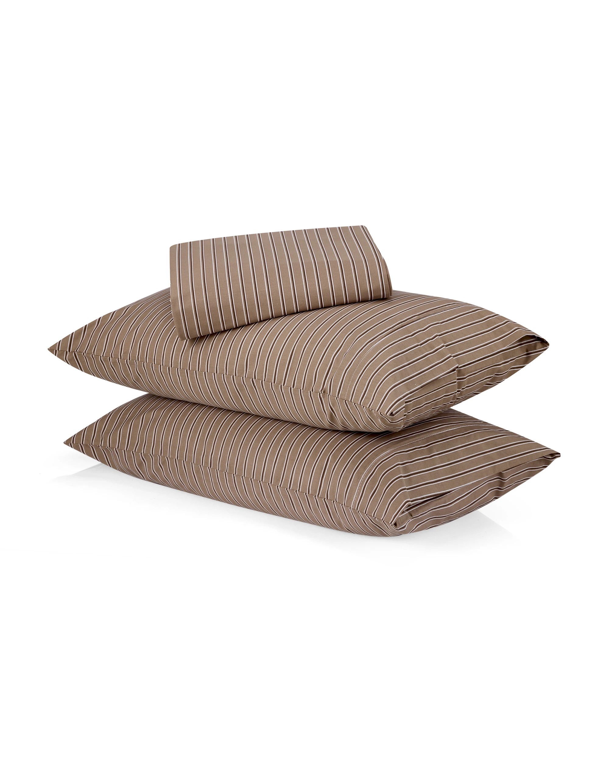 1 250 Thread Count Stripe Cotton Sheet Set - Queen Bed, Mocha, 1 of 7