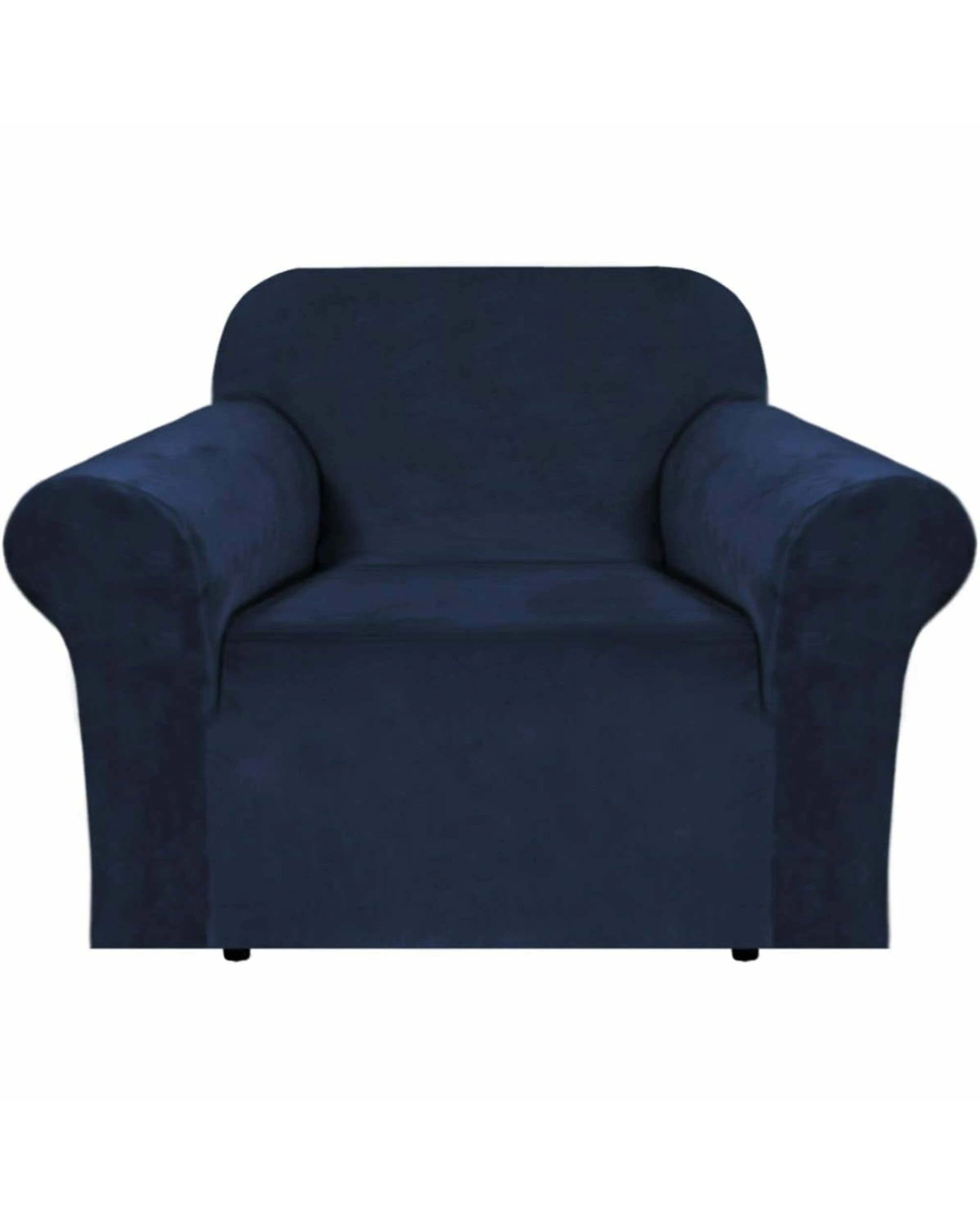 1 Smarcute 1 Seater Velvet Armchair Sofa Cover Stretch Thick Plush Fabric, 1 of 5