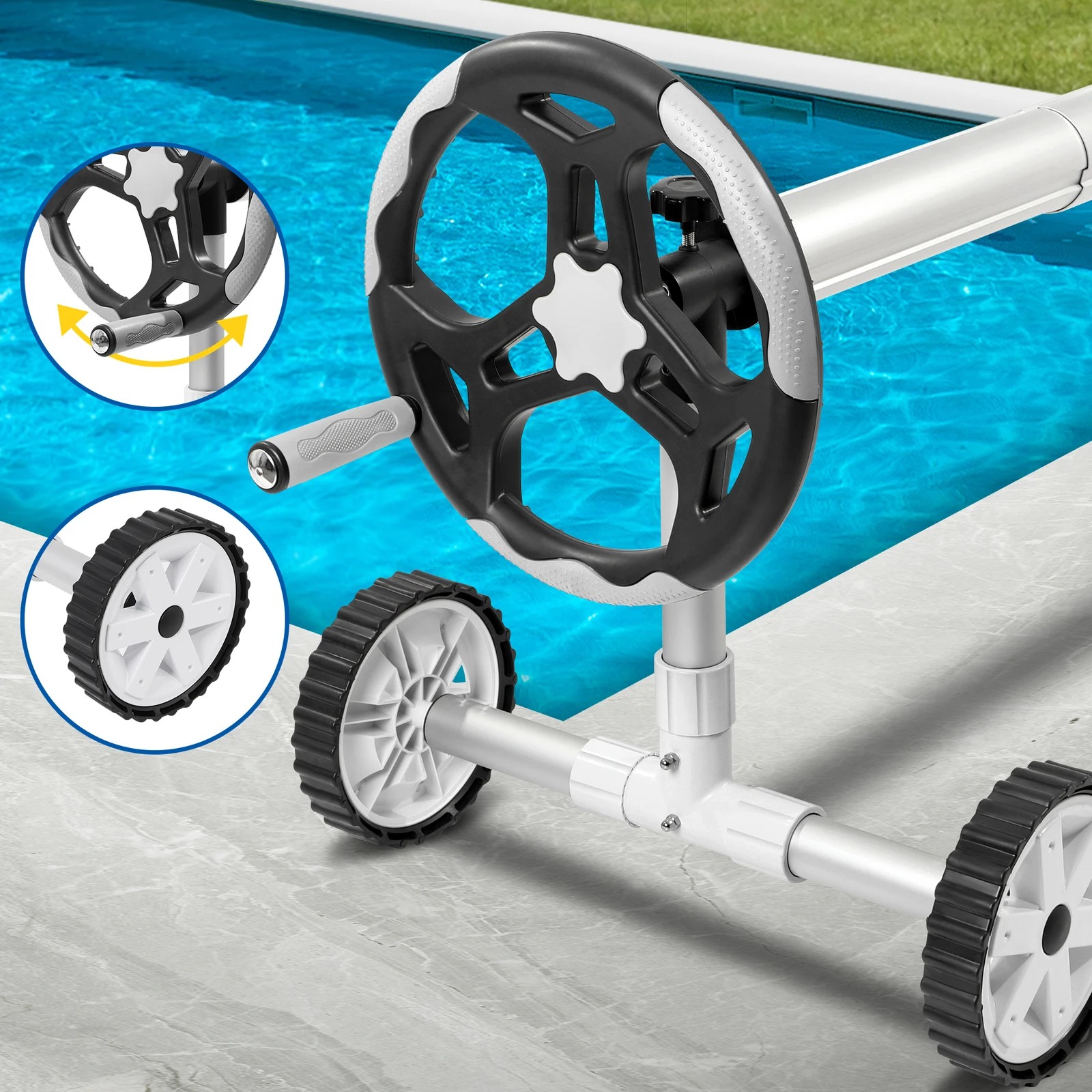 7 Alfordson Pool Cover 500 Micron 7X3.5M Solar Blanket Swimming 4.5M Roller - Silver, 7 of 9