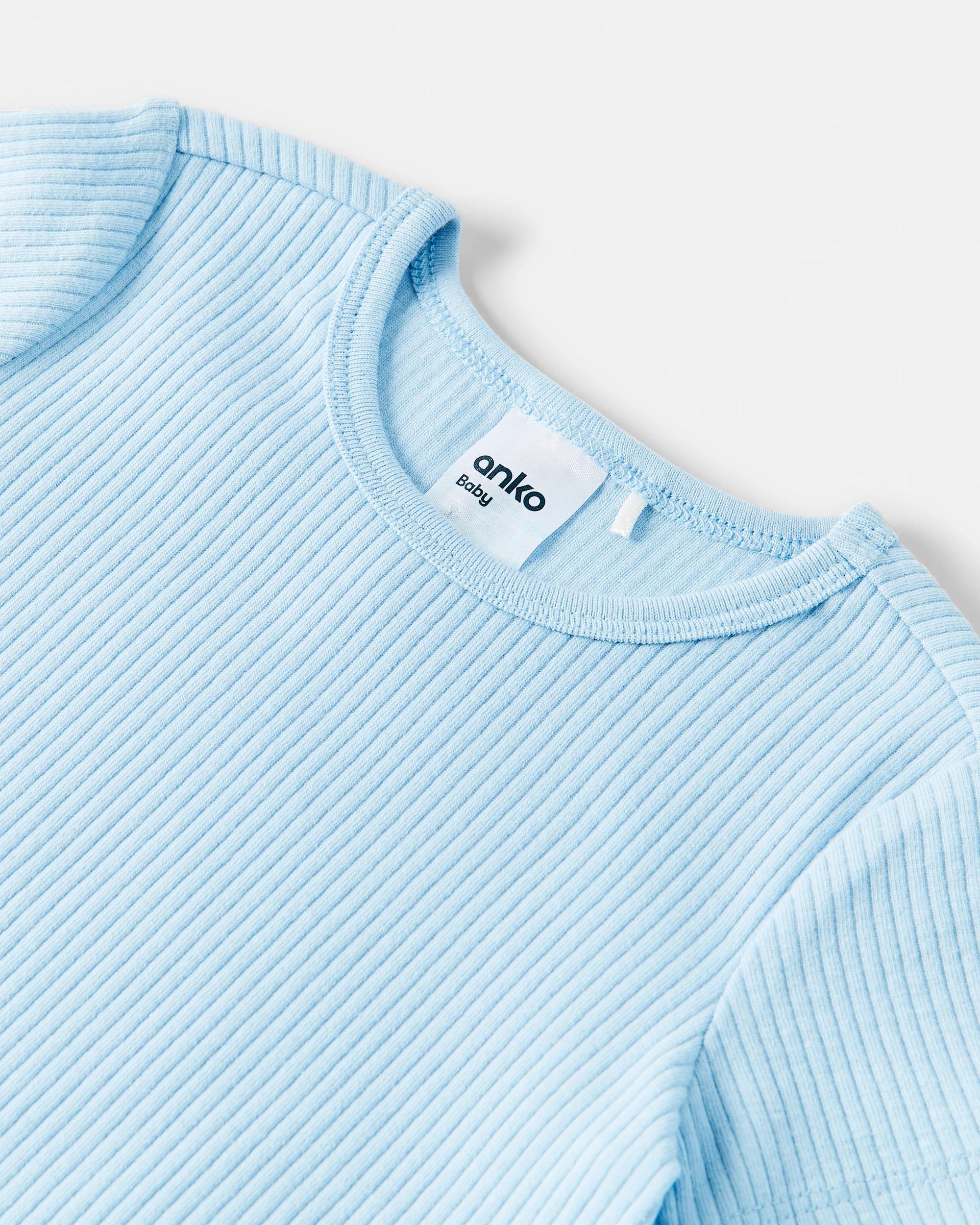 6 3 Pack Cotton Short Sleeve Rib Bodysuits Blu Mpack, 6 of 8