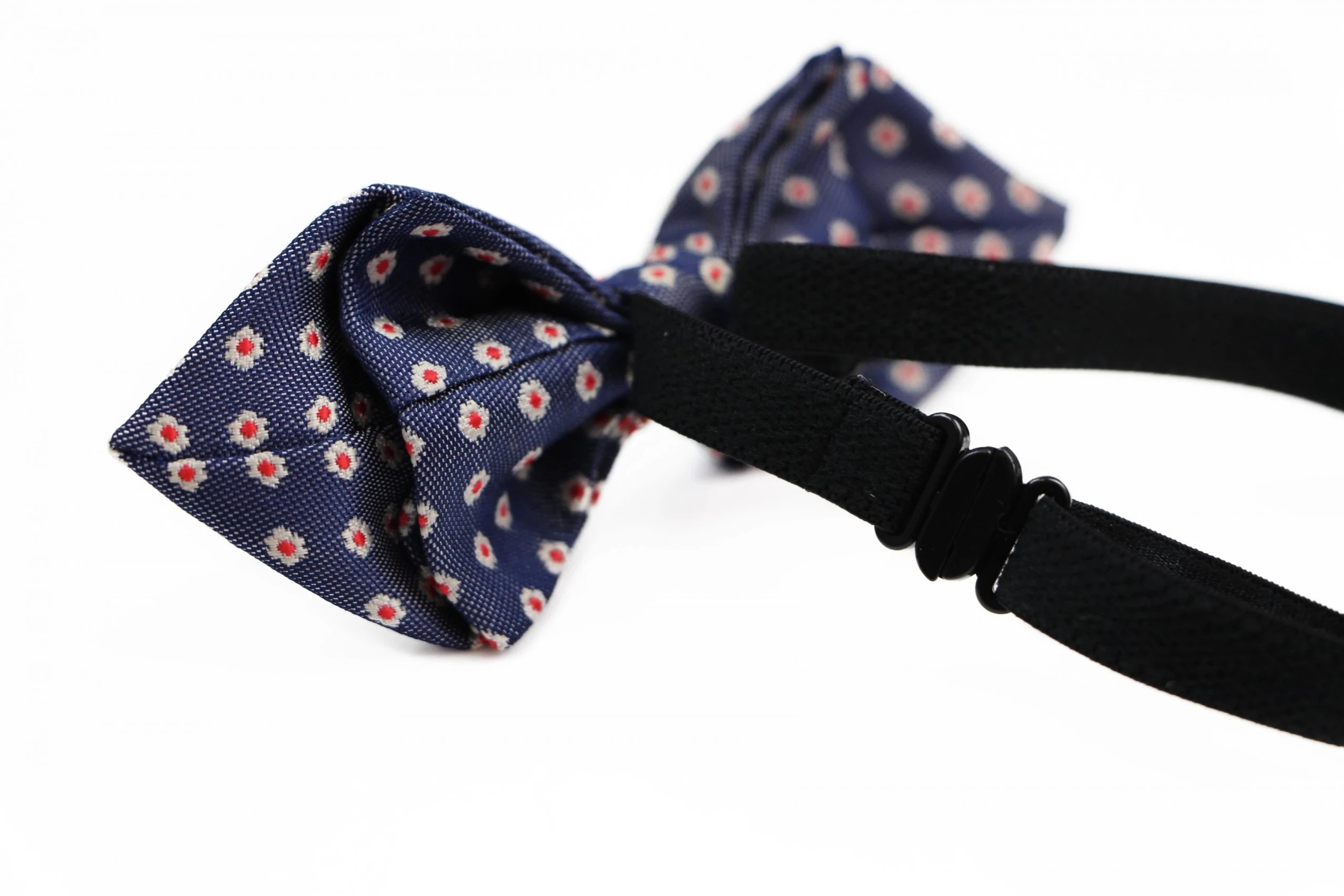 2 Zasel Boys Diamond Navy With White & Red Flowers Patterned Cotton Bow Tie, 2 of 2
