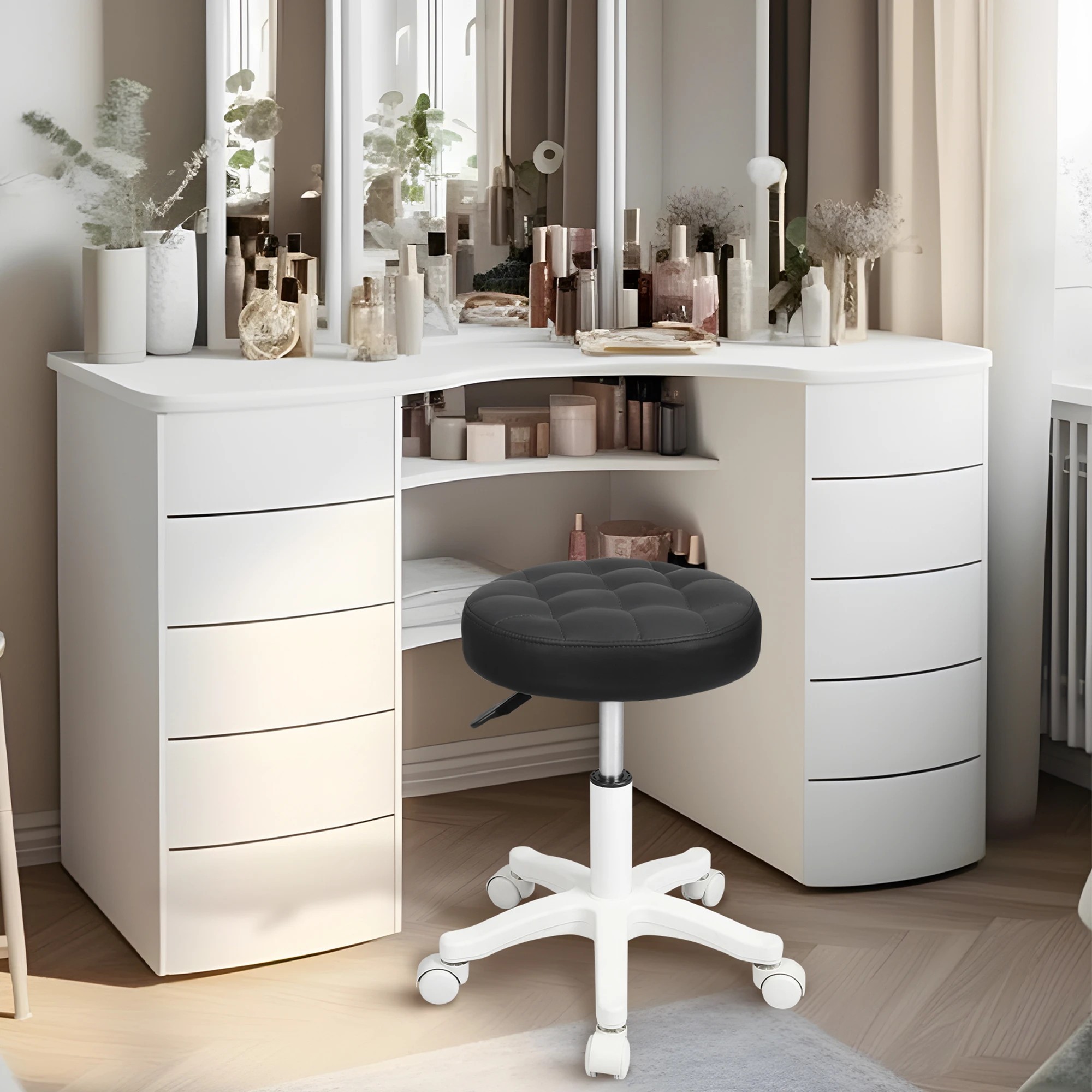 7 Levede 4x Swivel Bar Stools  Adjustable Height - Black, 7 of 9