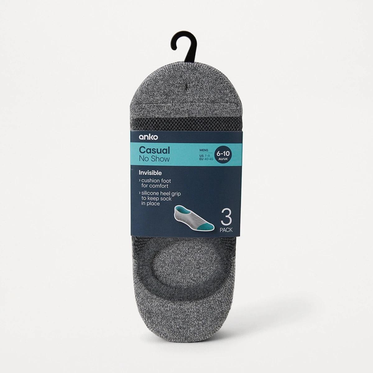3 3 Pack Cushion Sneaker Socks GREY MARLE, 3 of 3