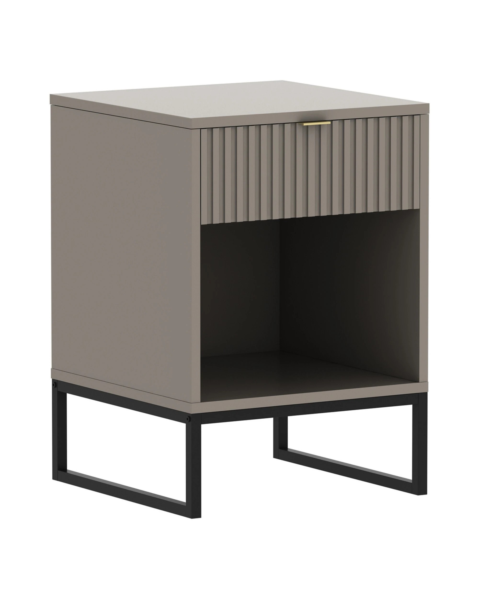 1 Sarantino Elton Fluted Bedside Table - Grey, 1 of 8