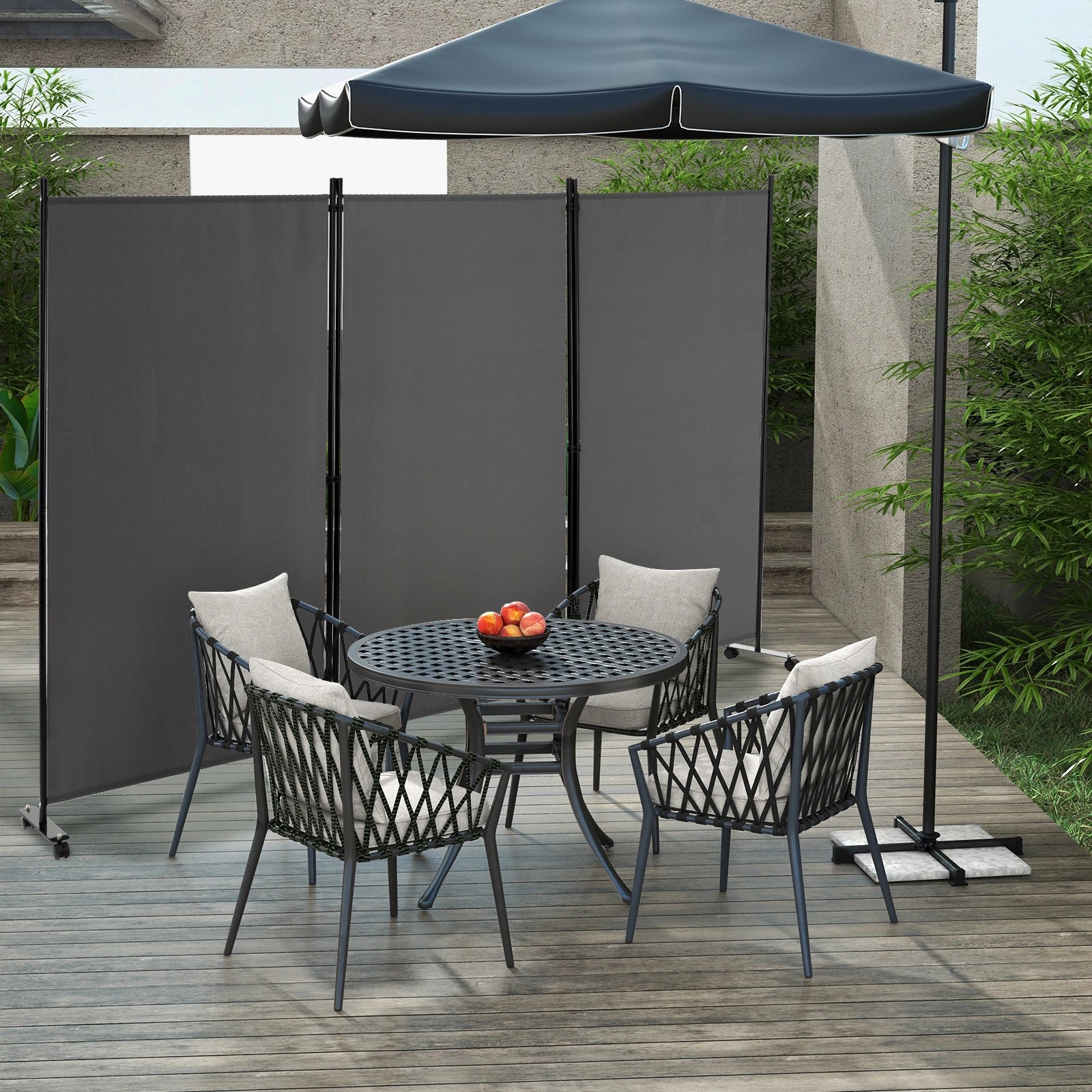 2 Costway 3 Panels Folding Tall Room Divider Mobile Privacy Screen Wall Partition Home Office - Grey, 2 of 3