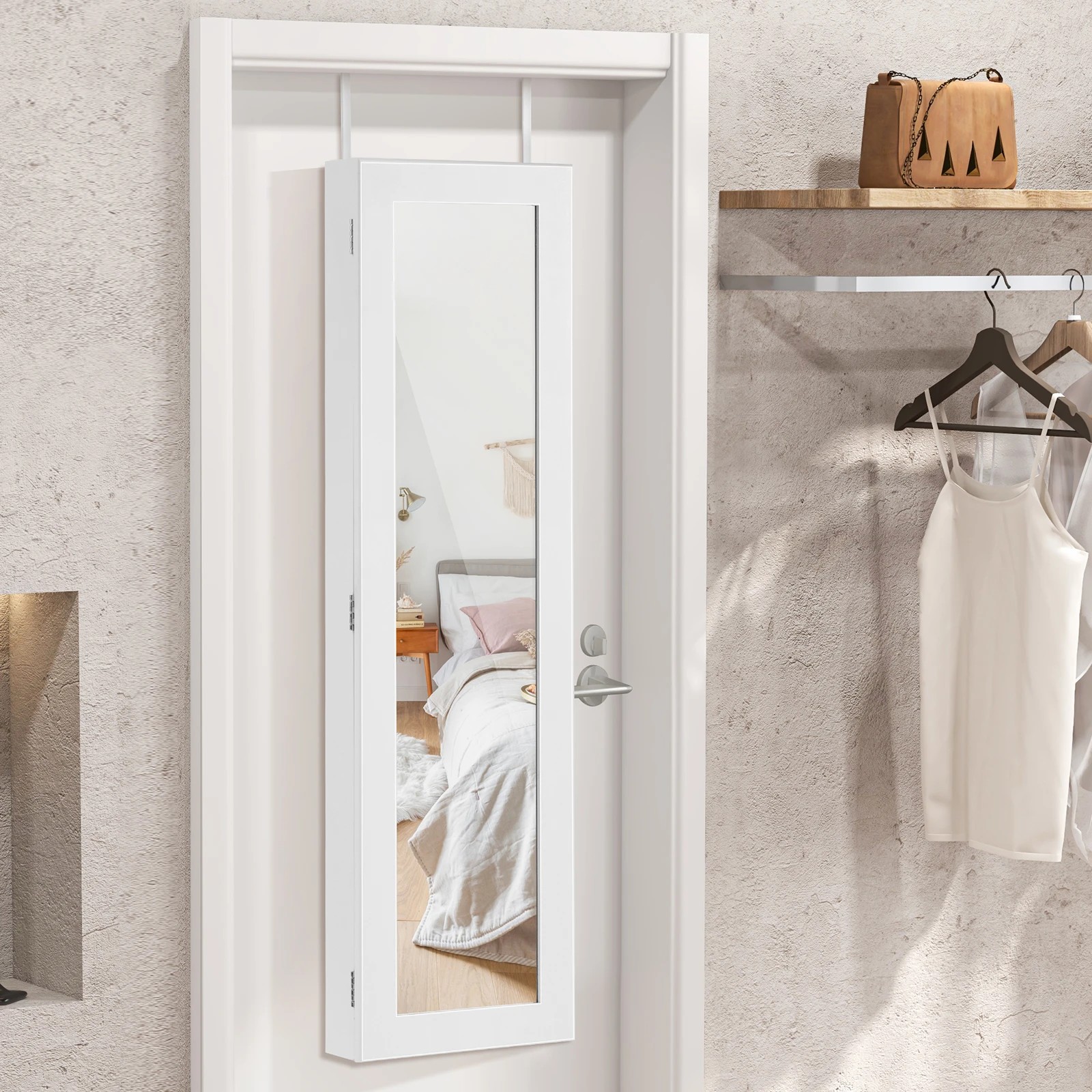 2 Costway Door/Wall Mounted Mirror Jewellery Cabinet Makeup Cosmetics Storage Organiser Box, 2 of 4