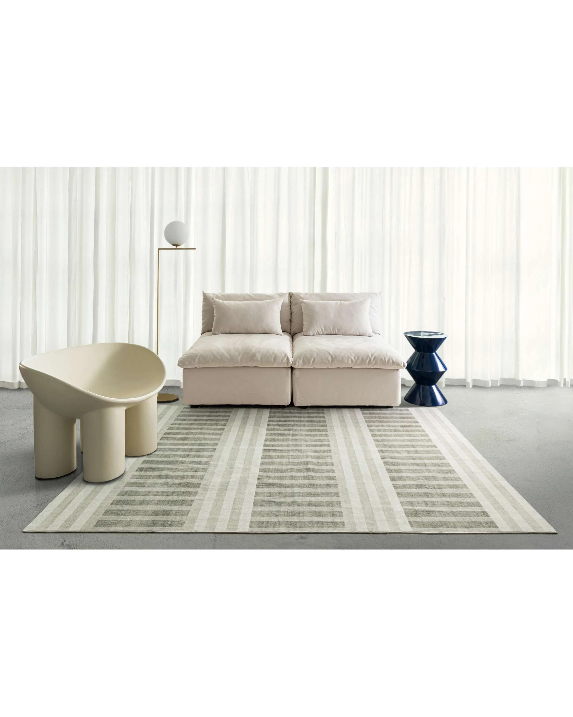 2 Loopsie Ayllon Stripe Printed Washable Rug-290cm x 190cm - Green, 2 of 8