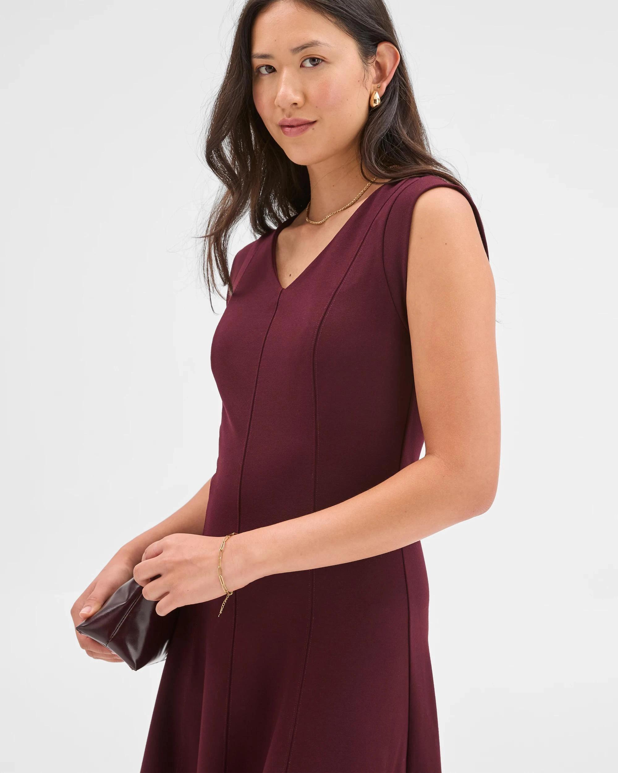 3 Preview Ponte Sleeveless Seamed A-Line Midi Dress PINIT, 3 of 7