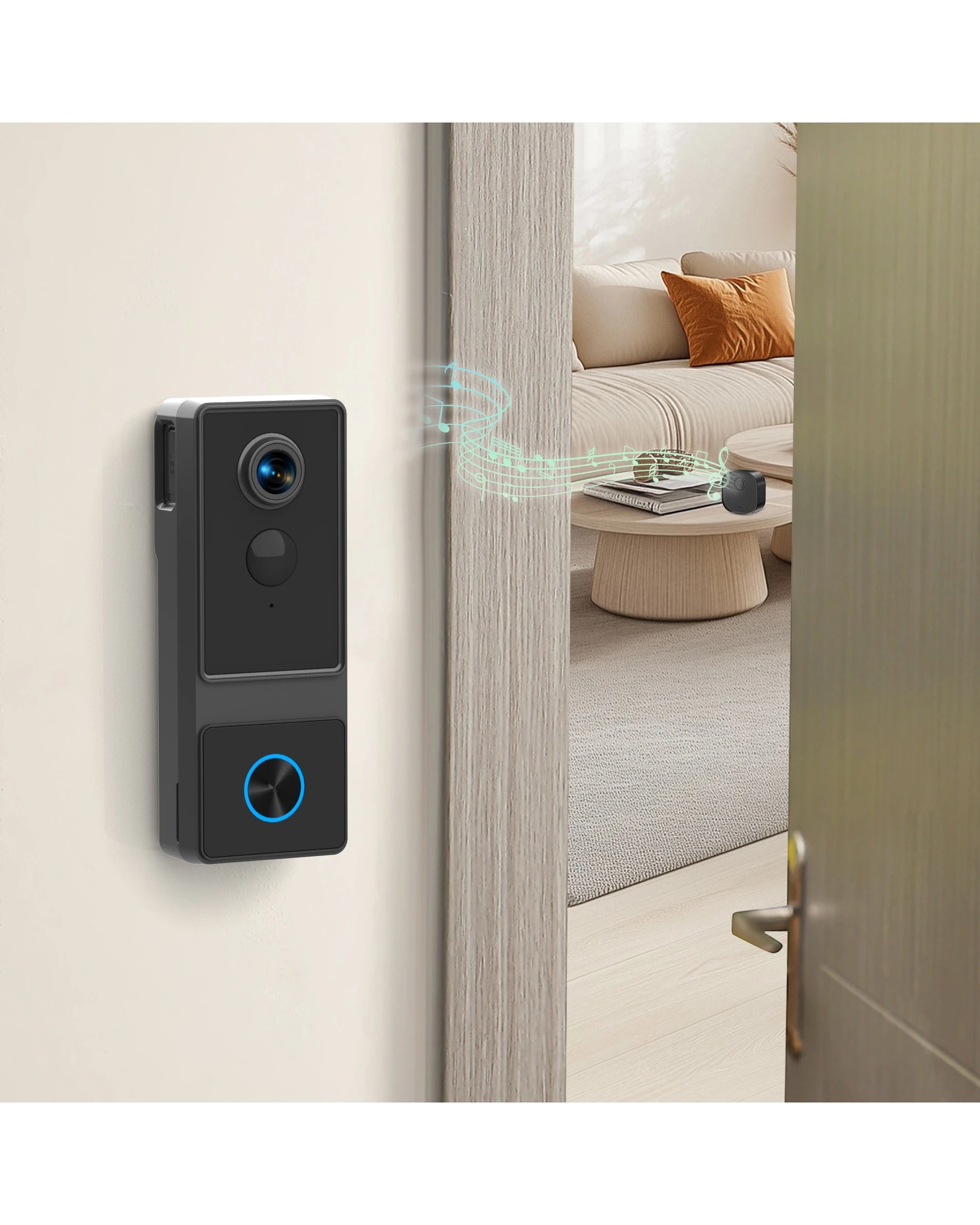 3 Advwin Video Doorbell Camera with Chime - Black, 3 of 5