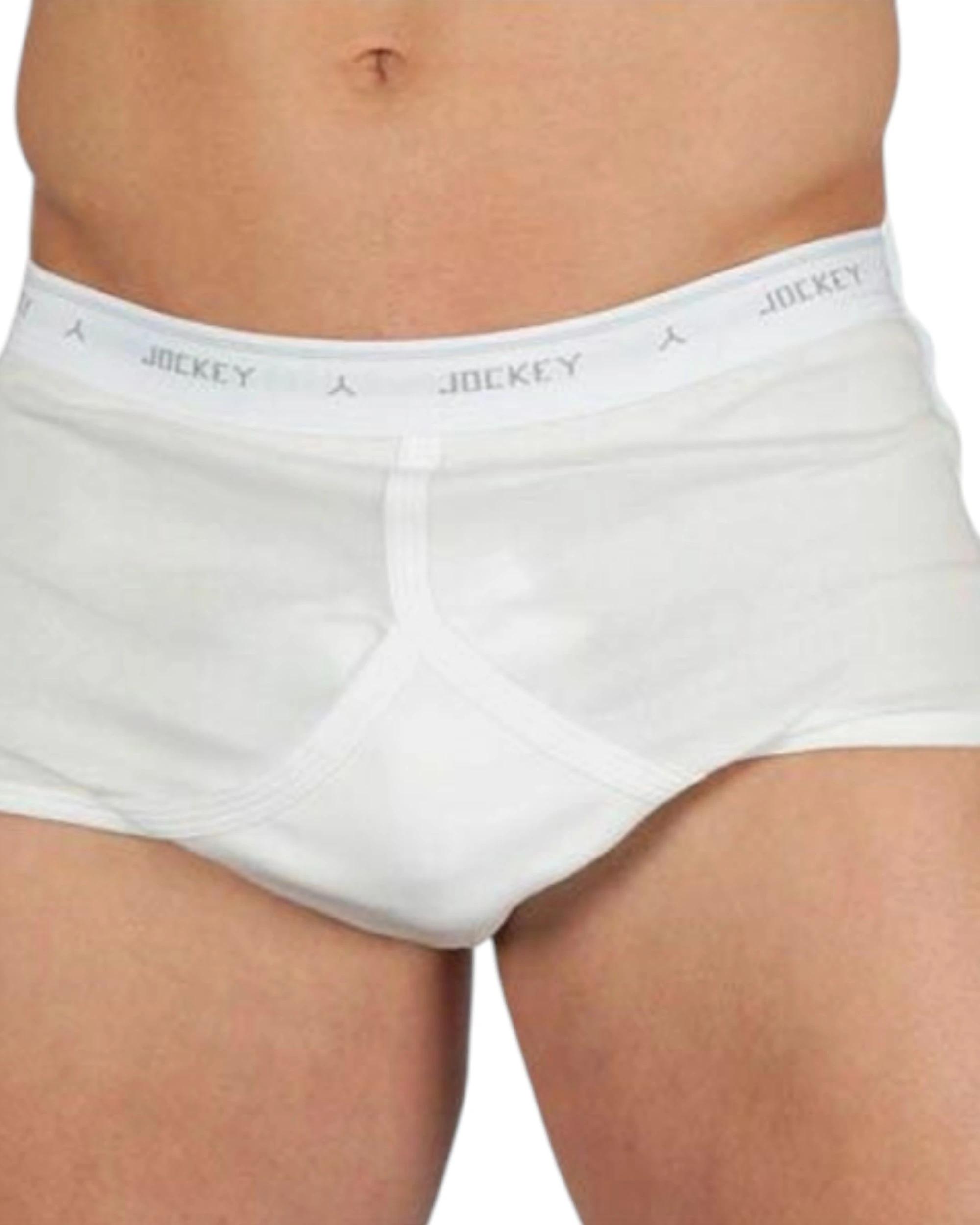 1 Jockey 4 Pack White Y-Front Mens Briefs Trunks Underwear WHITE, 1 of 3