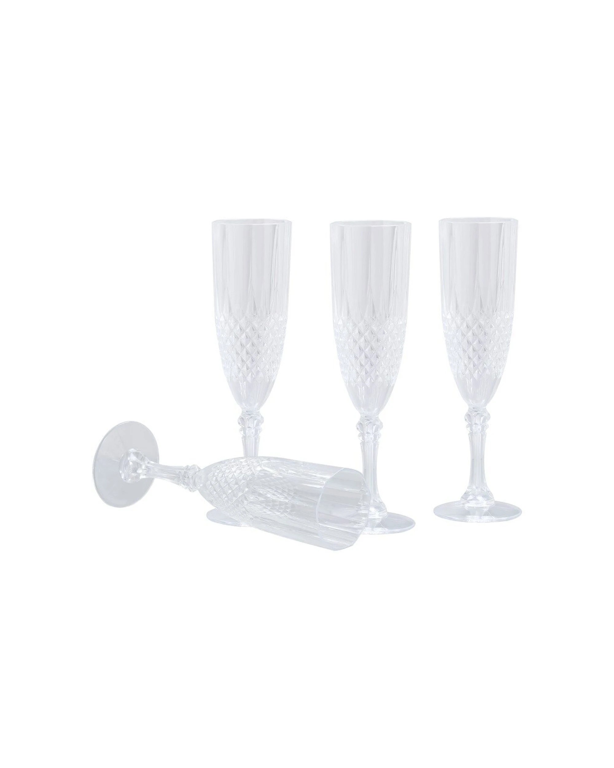 5 Lemon & Lime 32pc Crystal Deco Plastic Reusable Flute 230ml - Clear, 5 of 6