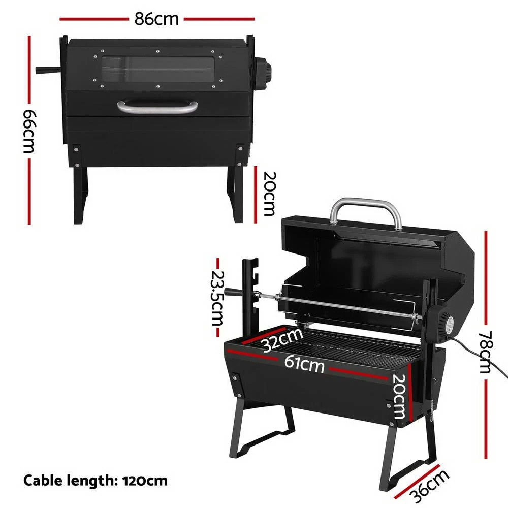 2 Grillz BBQ Grill Charcoal Electric Smoker Roaster - Black, 2 of 3