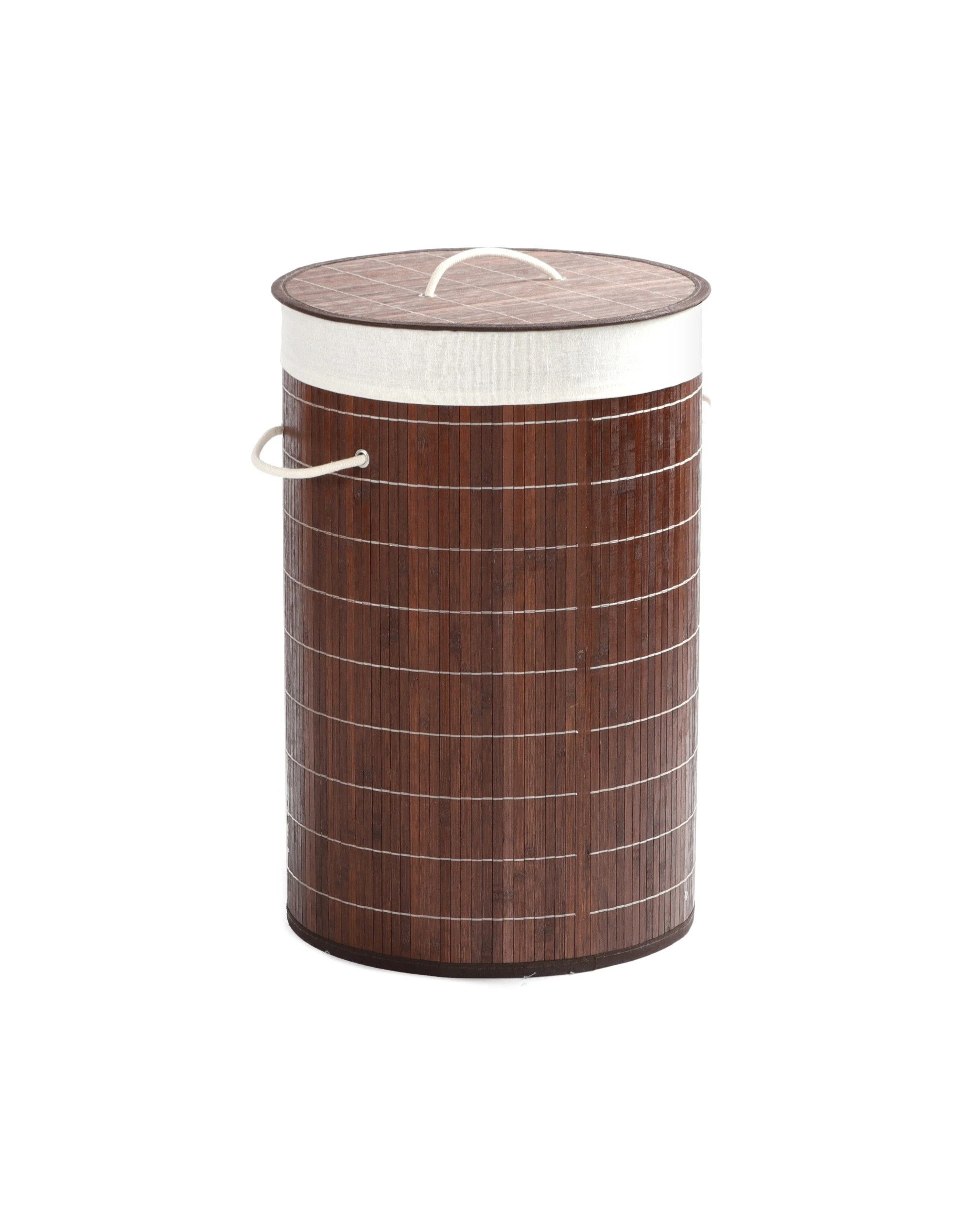 2 Sherwood Home Round Folding Bamboo Laundry Basket Hamper with Lid D38xH60cm - Brown, 2 of 6