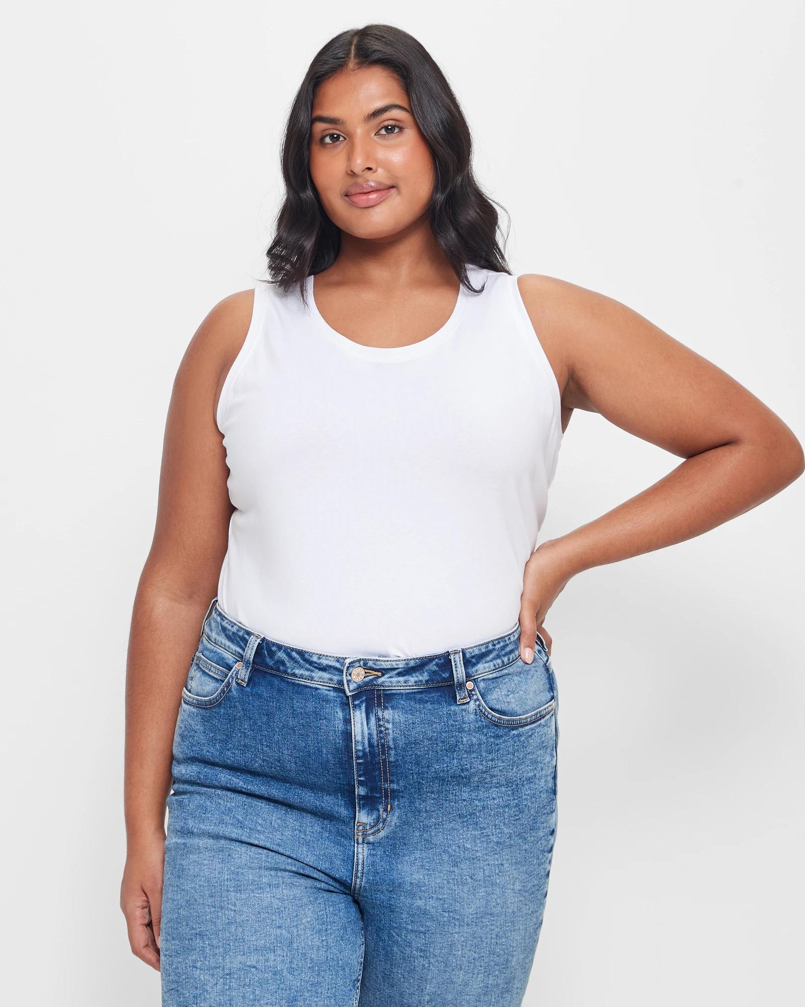 2 Target Plus Size Australian Cotton Tank Top WHITE, 2 of 5