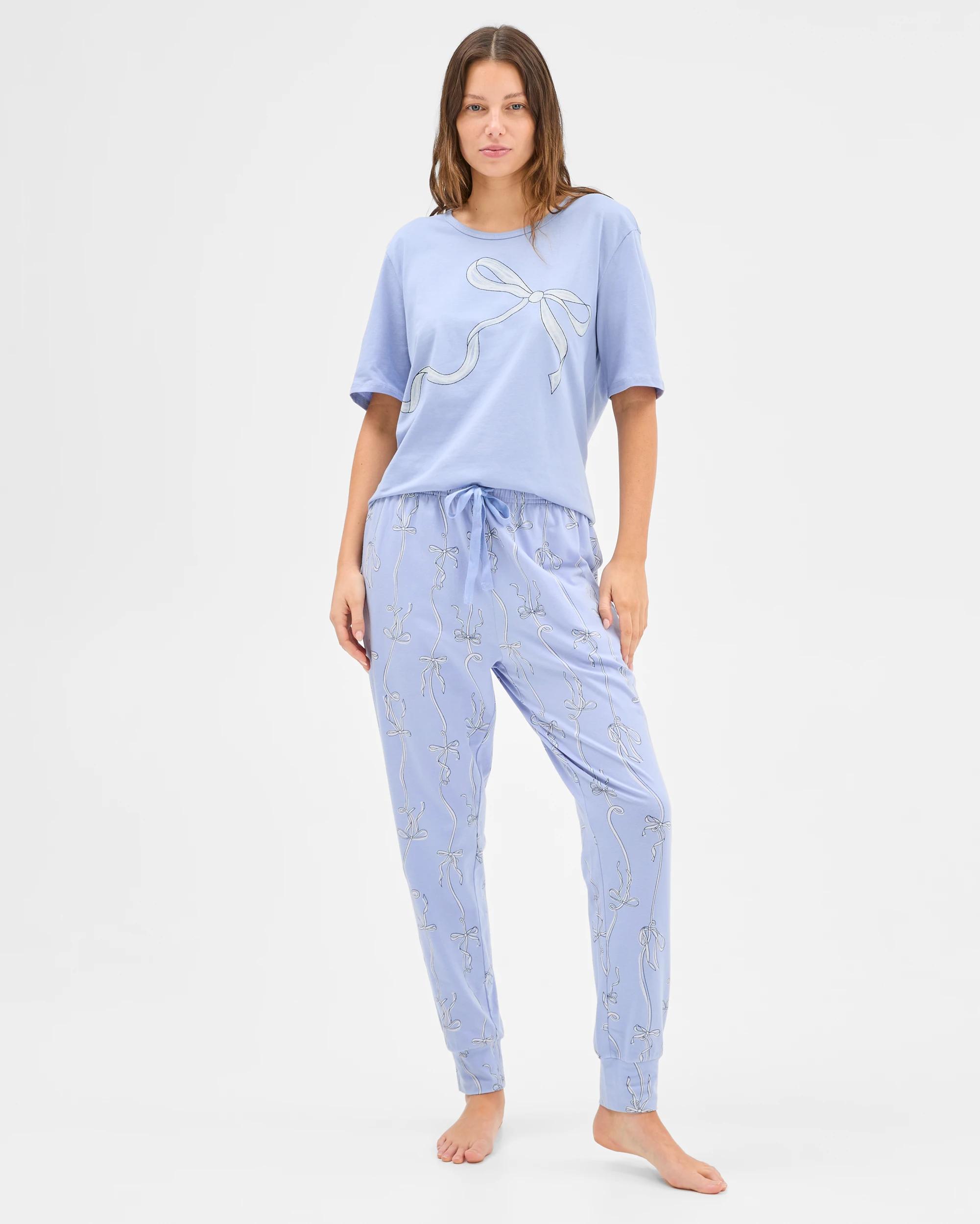 2 Target Australian Cotton Jersey Jogger Sleep Pants BLUE BOWS, 2 of 5