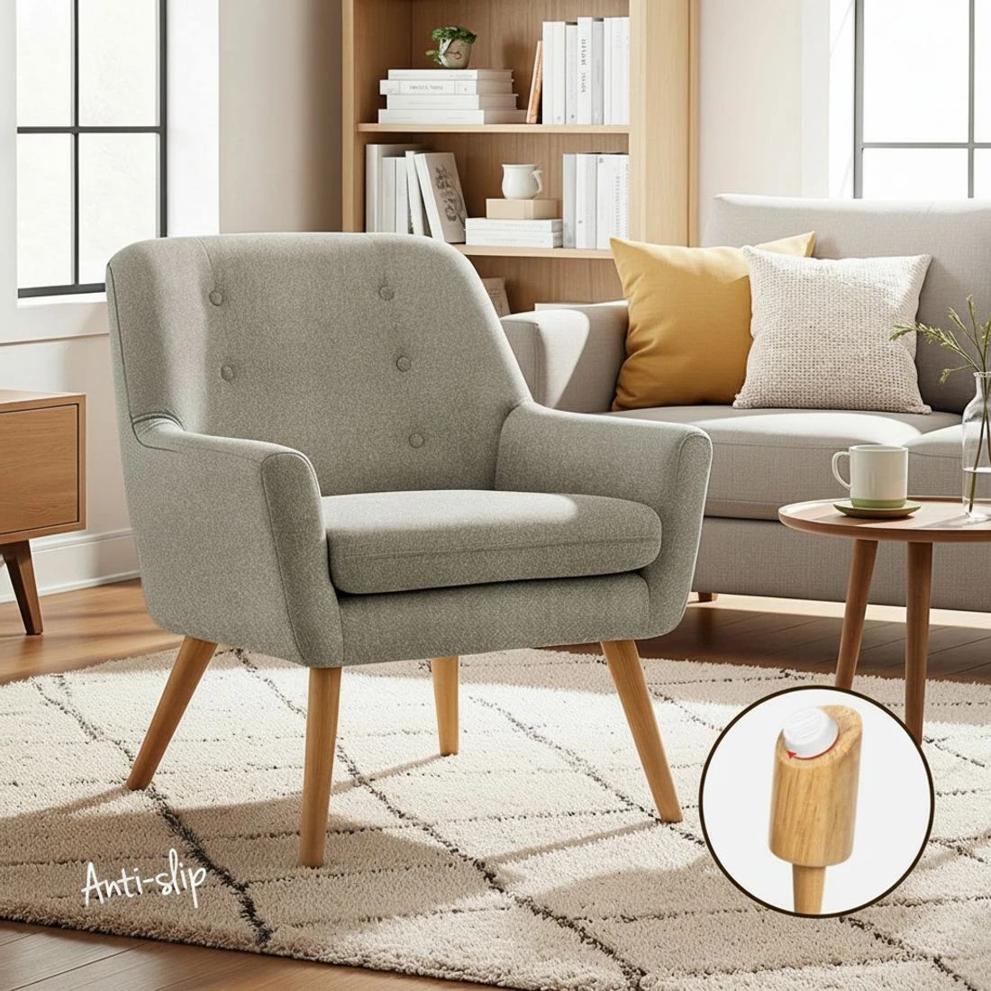 6 Artiss Armchair Lounge Chair Accent Tub Chair  ANNE - Natural, 6 of 10