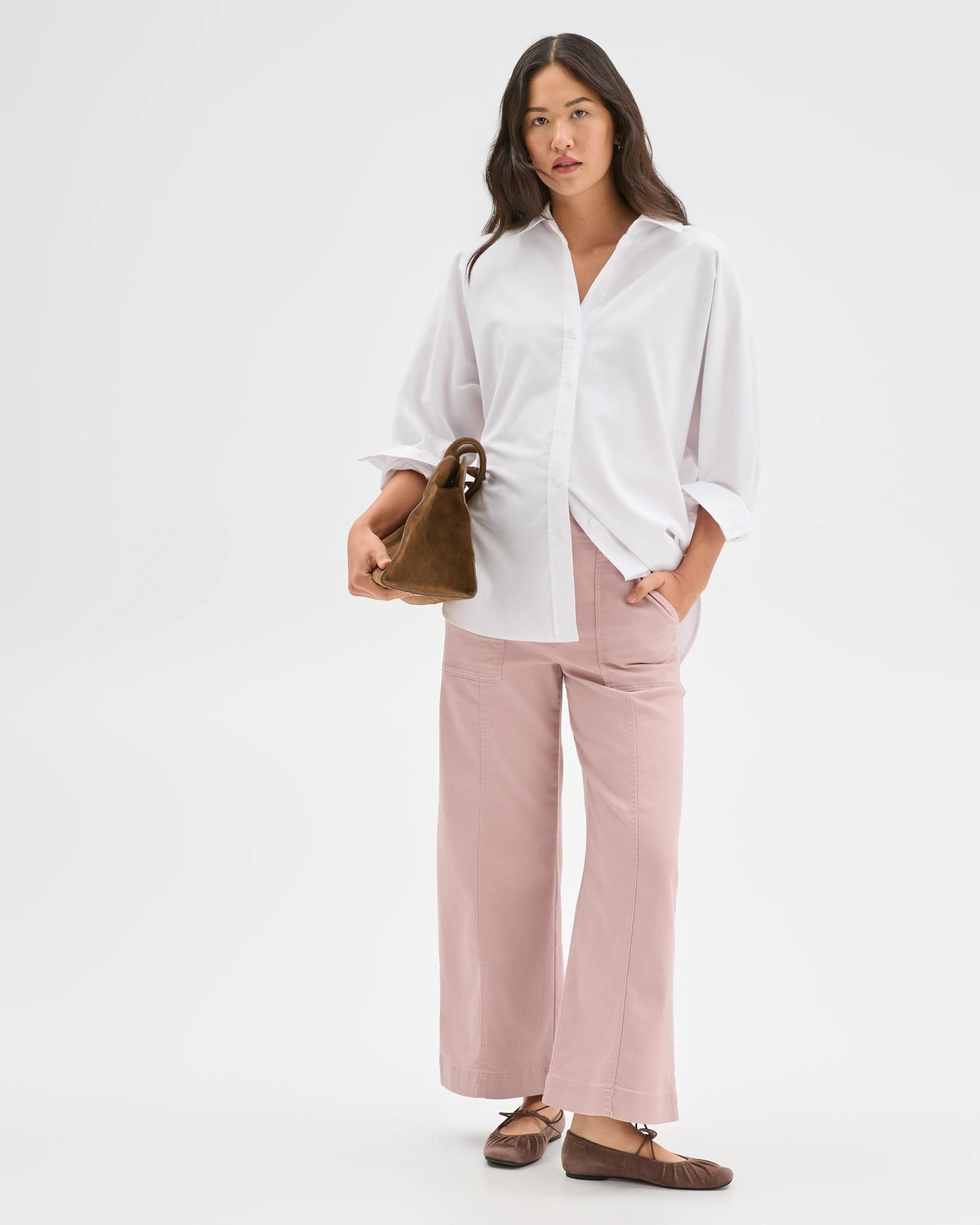1 Target Woman Australian Cotton Blend Stretch Twill Wide Leg Pants MAUVE PINK, 1 of 6
