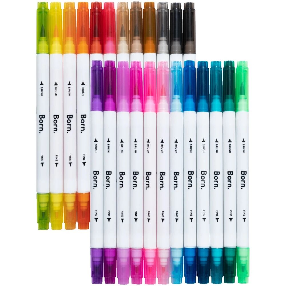 2 Born Dual-Tip Brush Markers 24 Pack Assorted, 2 of 4