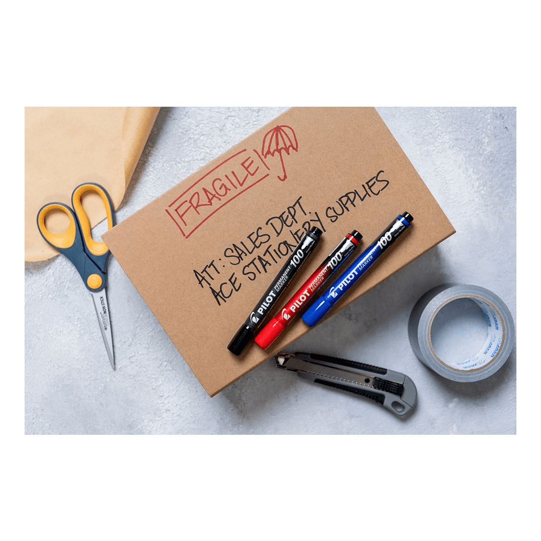 5 PILOT SCA100 Permanent Marker Bullet 1mm Assorted 4 Pack, 5 of 6