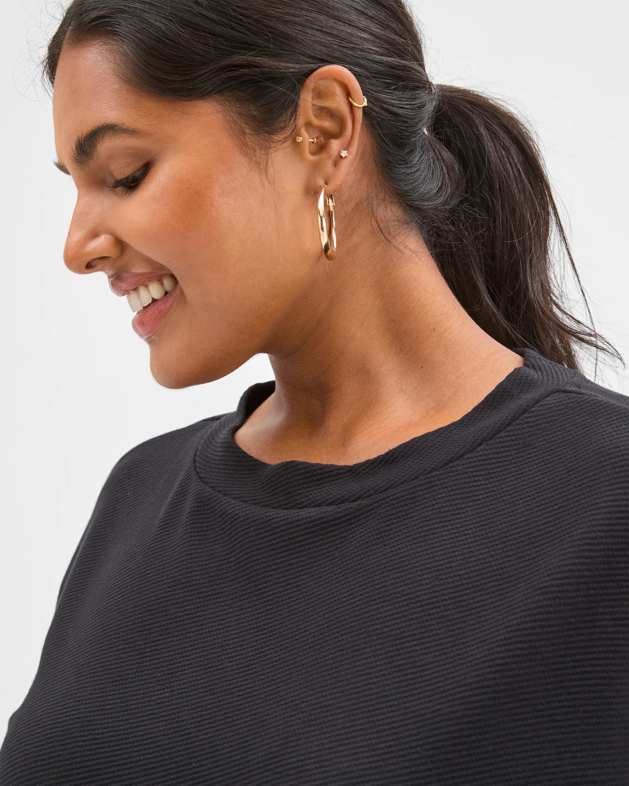 5 Target Curve Plus Size Long Sleeve Ottoman Top BLACK, 5 of 6