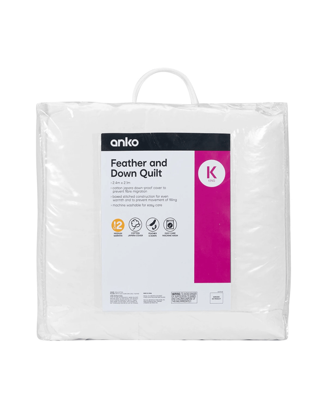 Medium Warmth Feather and Down Quilt - King Bed, W