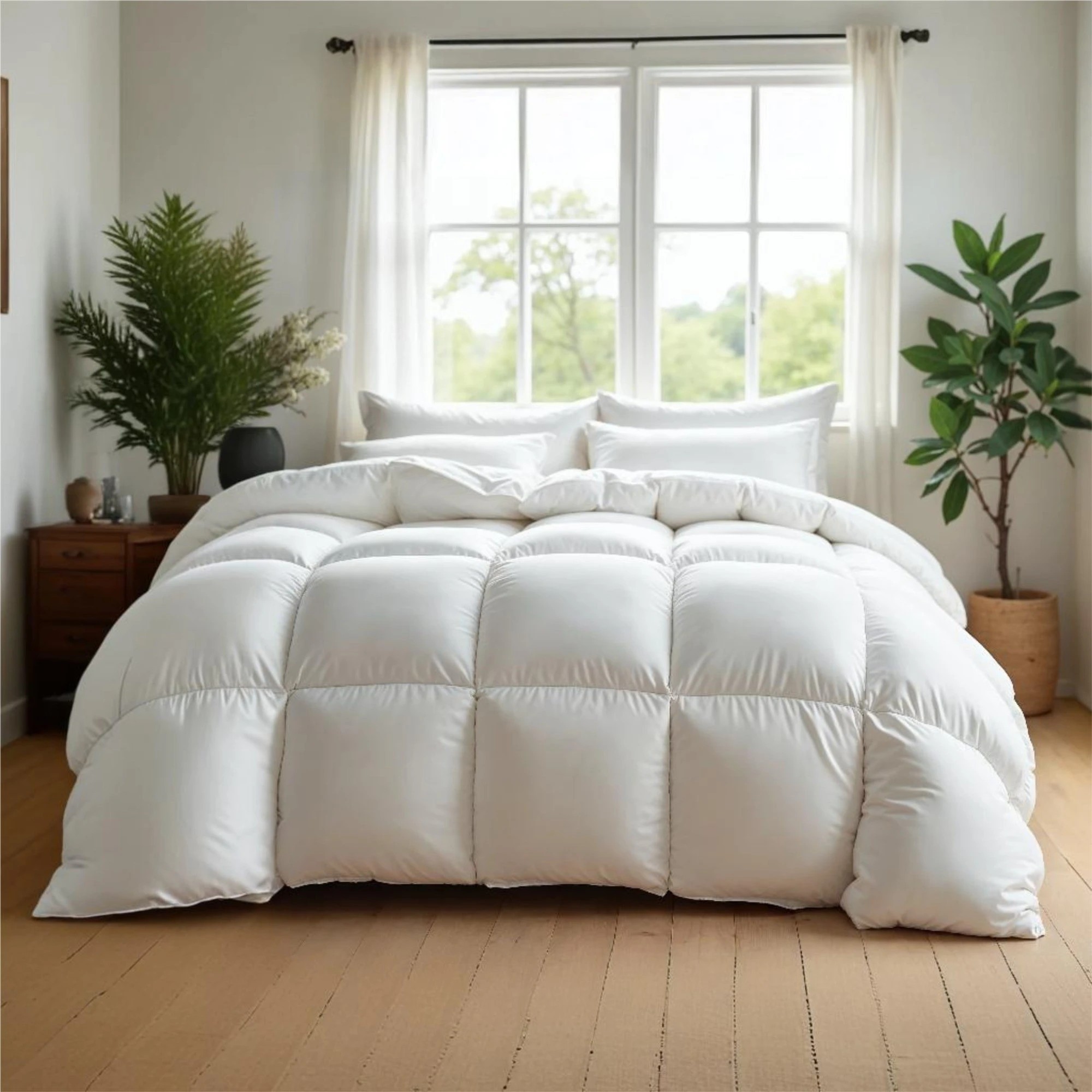 1 Royal Comfort Quilt 50% Duck Down 50% Duck Feather 233TC Cotton Pure Soft Duvet - Queen Bed - White - Queen Bed - White, 1 of 5