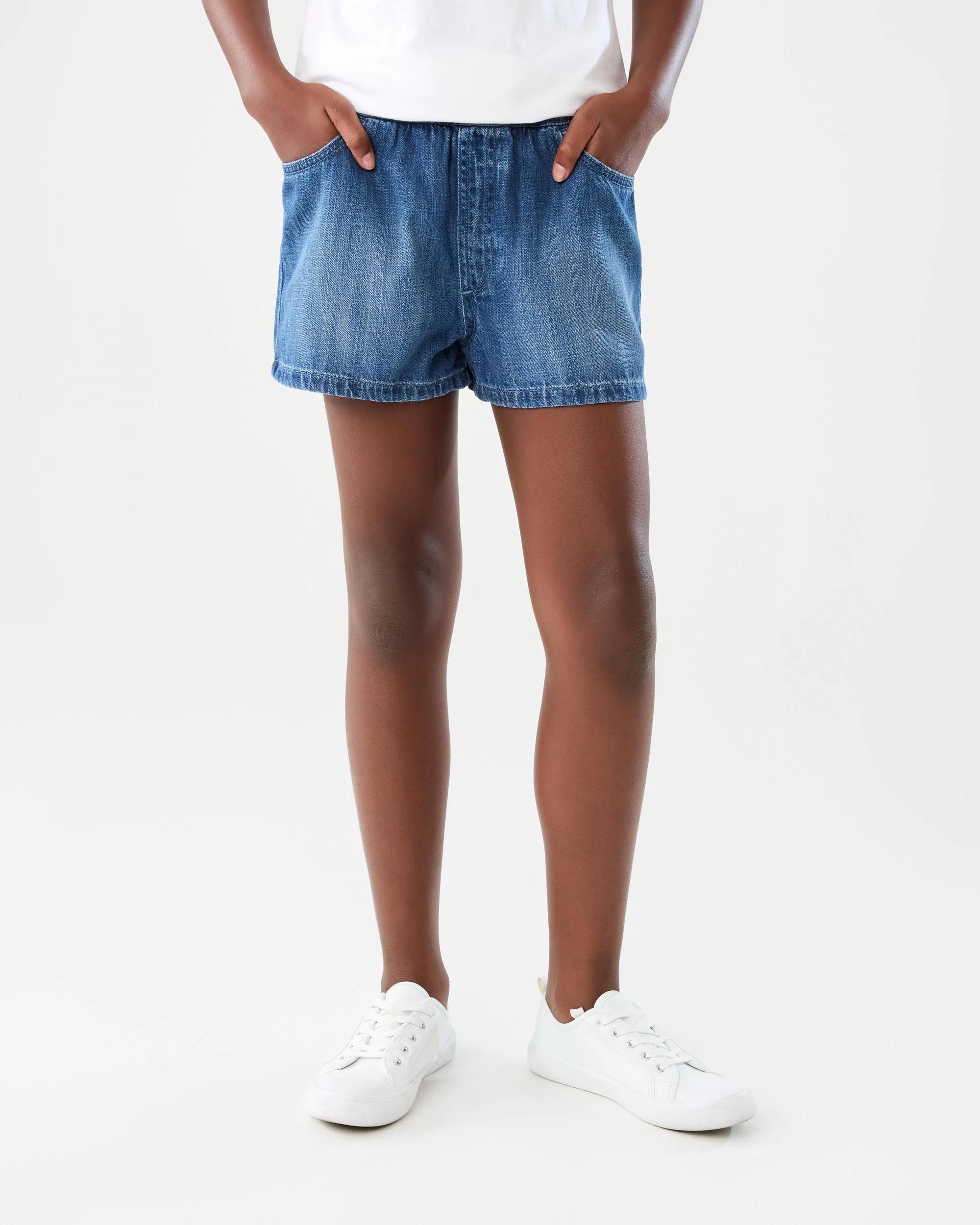1 Pull-On Denim Shorts Dark Wash, 1 of 7