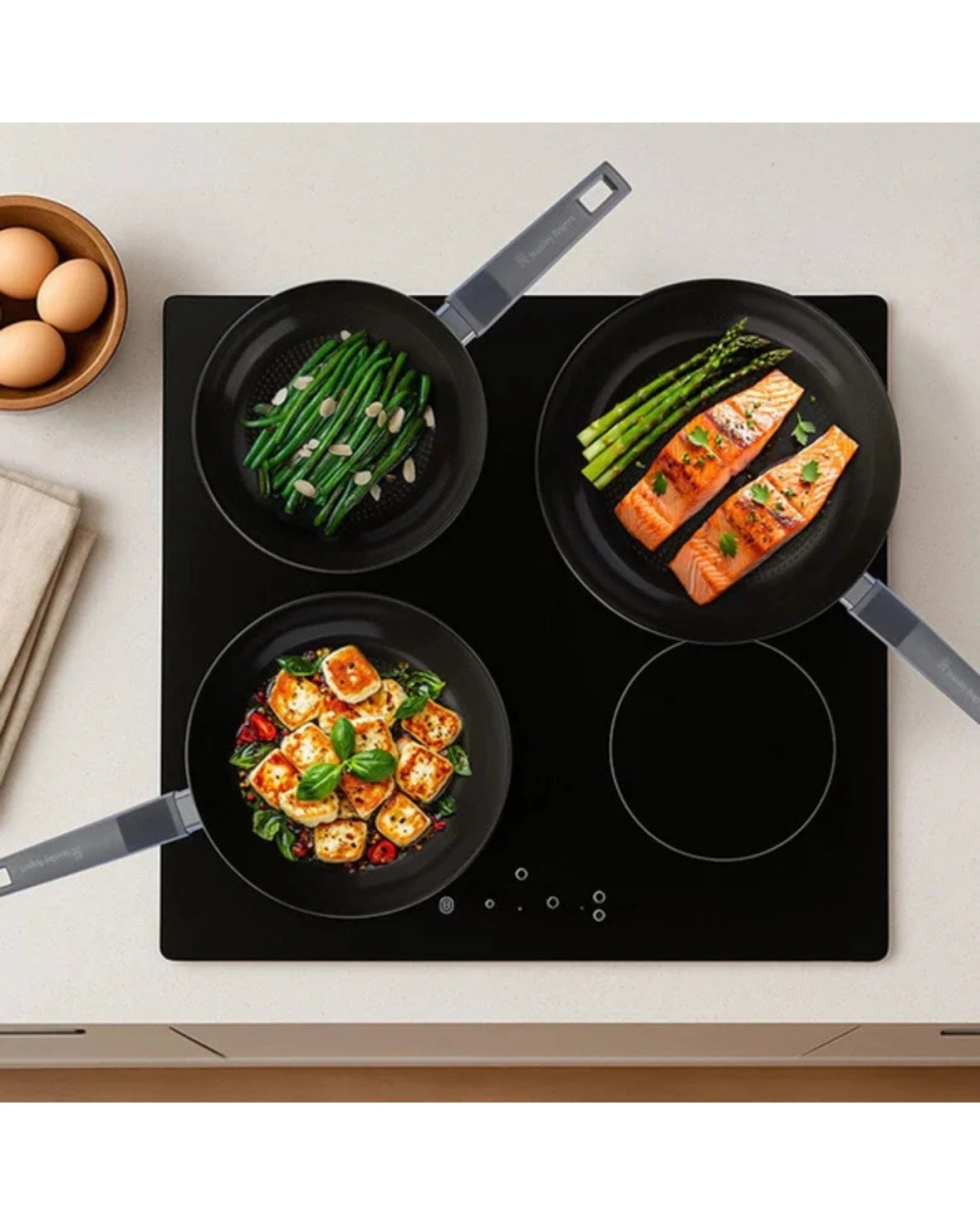 4 Stanley Rogers 3pc Statement Ceramic Fry Pan Set 20 24 28cm Non Stick Ceramic Cookware - Grey, 4 of 4