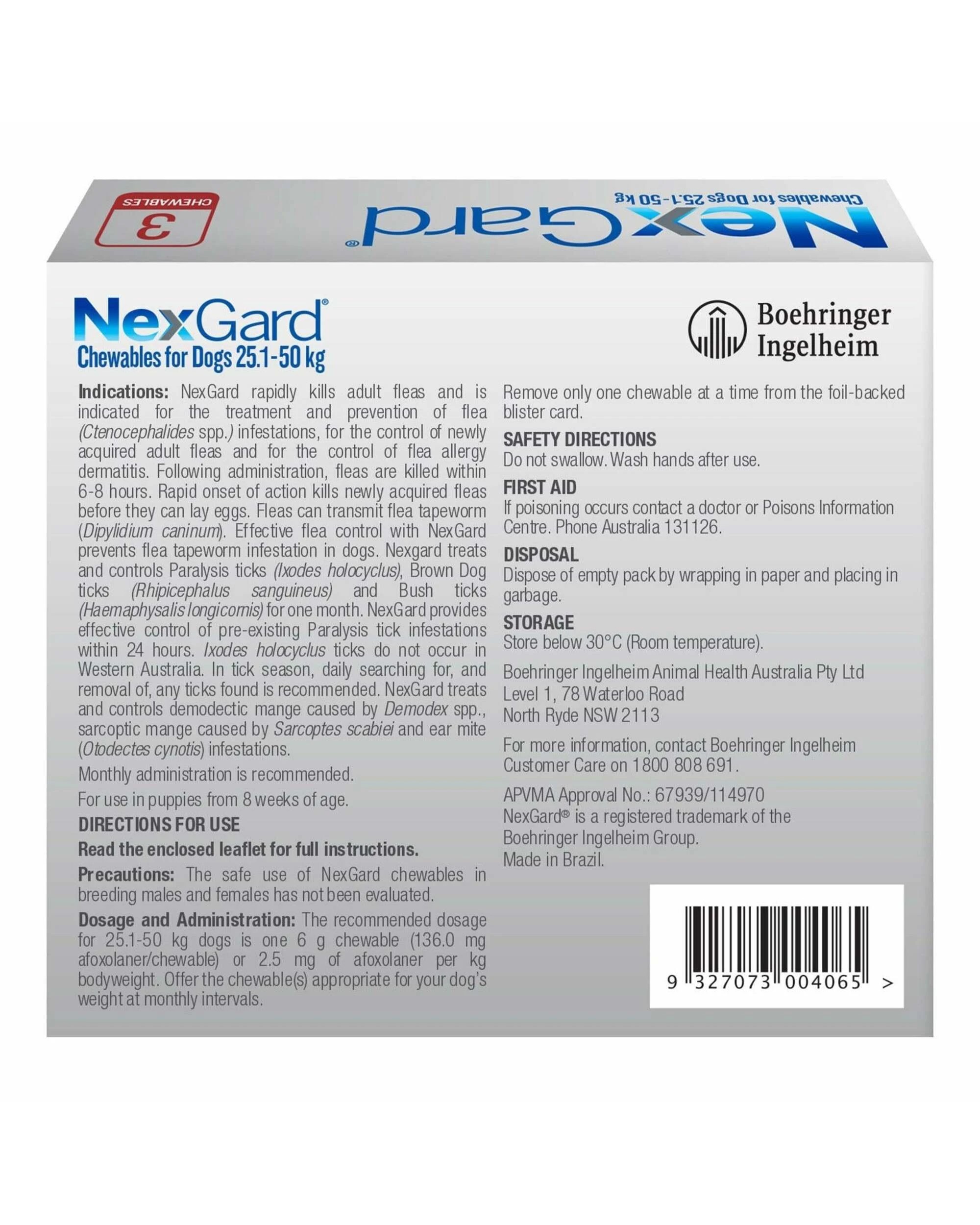 2 Nexgard For Dogs Red Extra Large 25.1-50kg - 3 Months Supply, 2 of 2