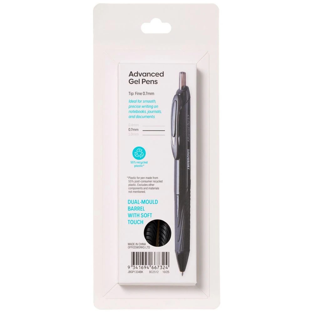 4 J.Burrows Retractable Advanced Gel Pen Black 4 Pack, 4 of 5