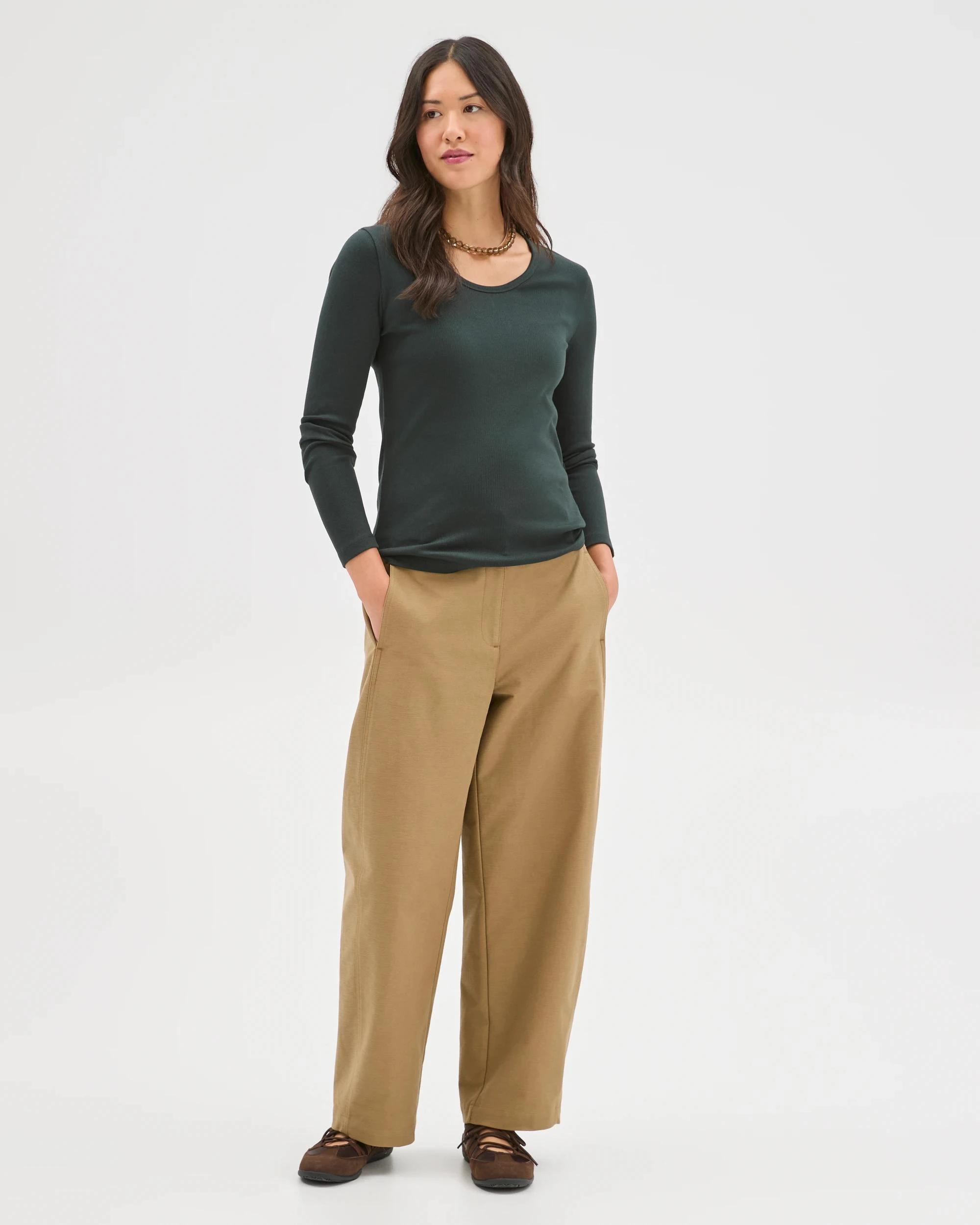 3 Target Woman Australian Cotton Long Sleeve Scoop Neck Rib T-Shirt MIDNIGHT JADE, 3 of 7