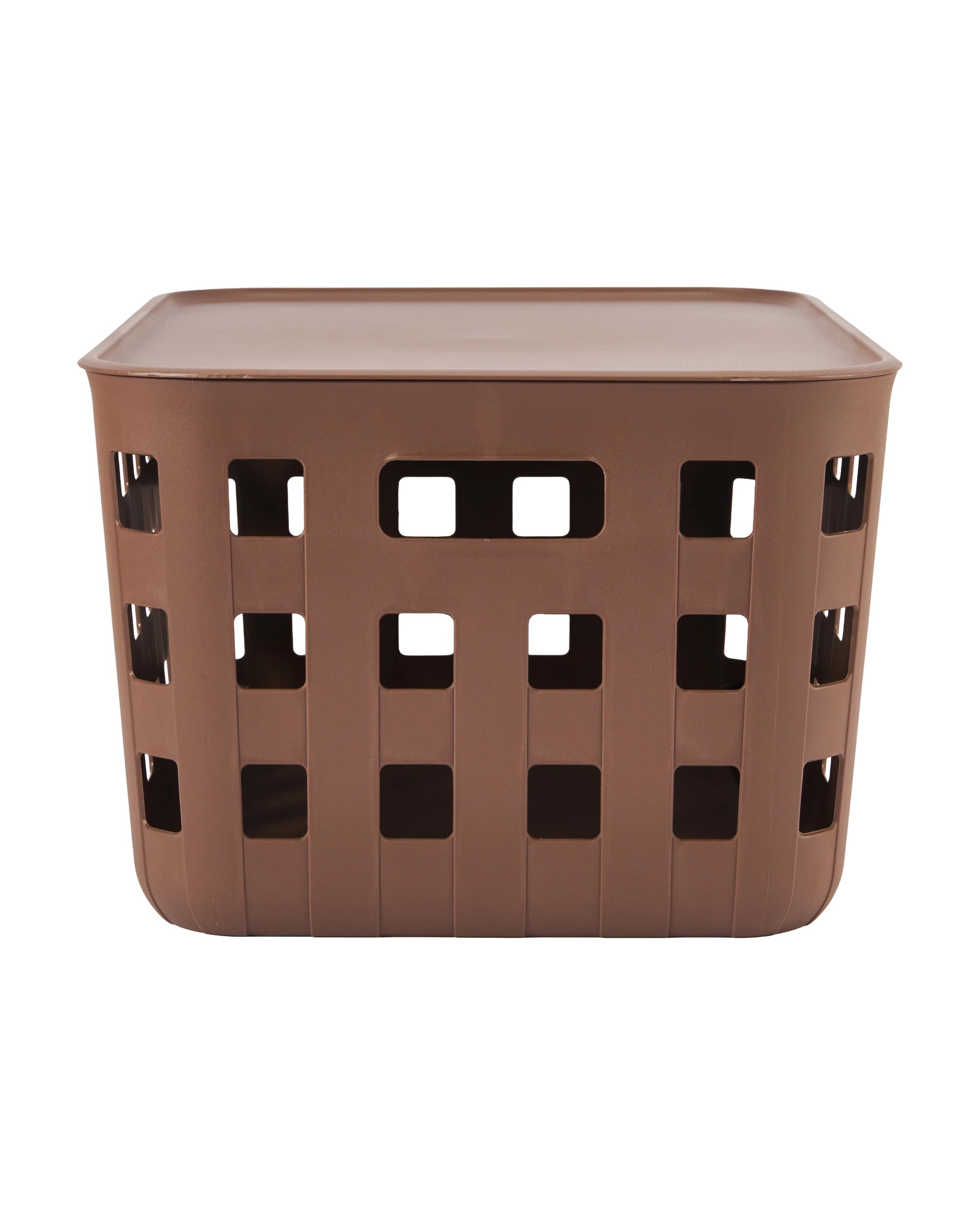 4 28L Rectangle Trellis Basket with Lid - Chocolate, 4 of 8