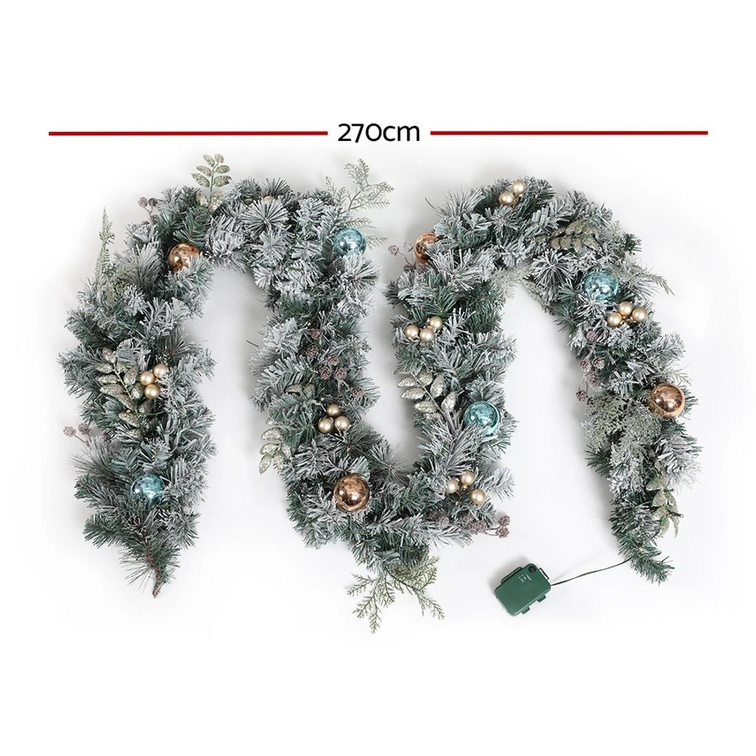 3 Jingle Jollys 2.7m Christmas Garland With Led Lights Snowy Decoration Xmas Party
 - Green, 3 of 7