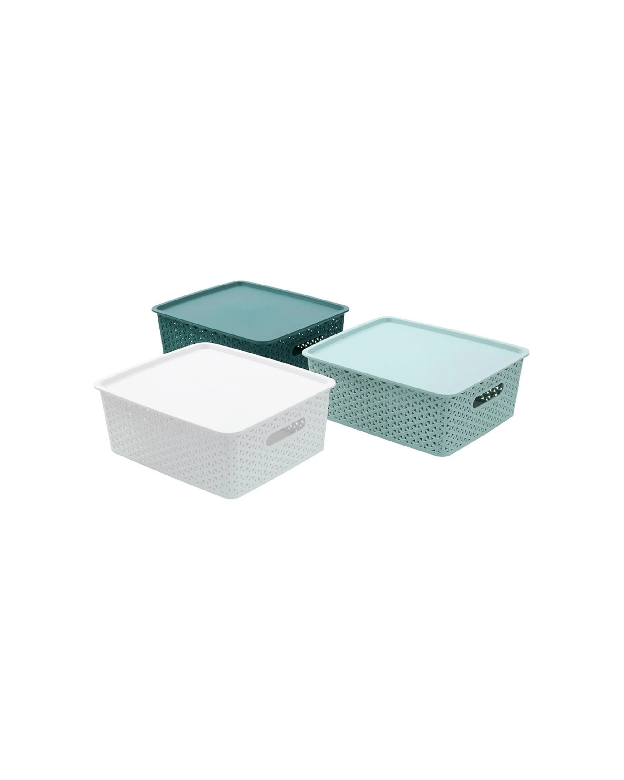 5 Boxsweden Wicker 36x13.5cm Woven Storage Basket With Lid Medium - Home Organiser Storage Basket - Assorted, 5 of 5