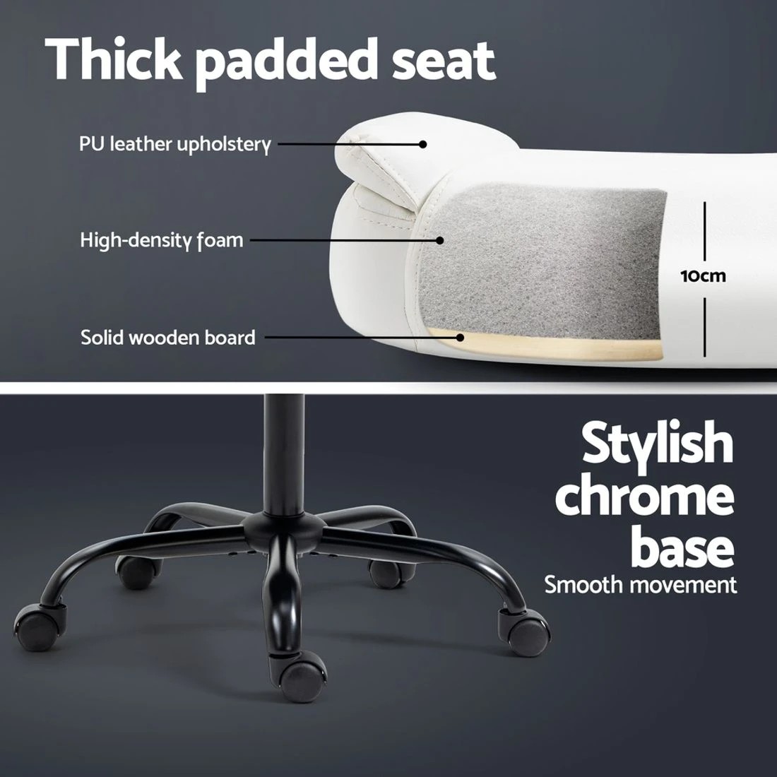 7 Artiss Executive Office Chair Mid Back - White, 7 of 7