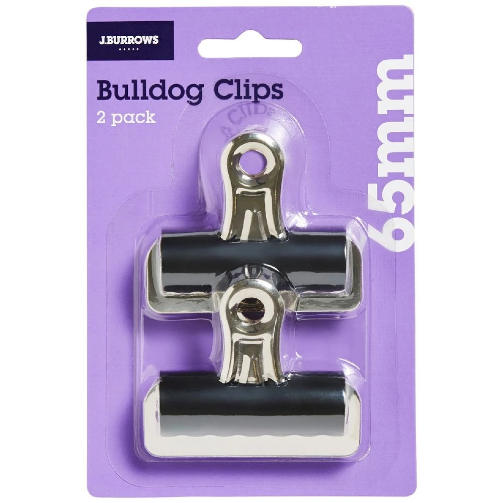 1 J.Burrows 65mm Bulldog Clips 2 Pack, 1 of 2