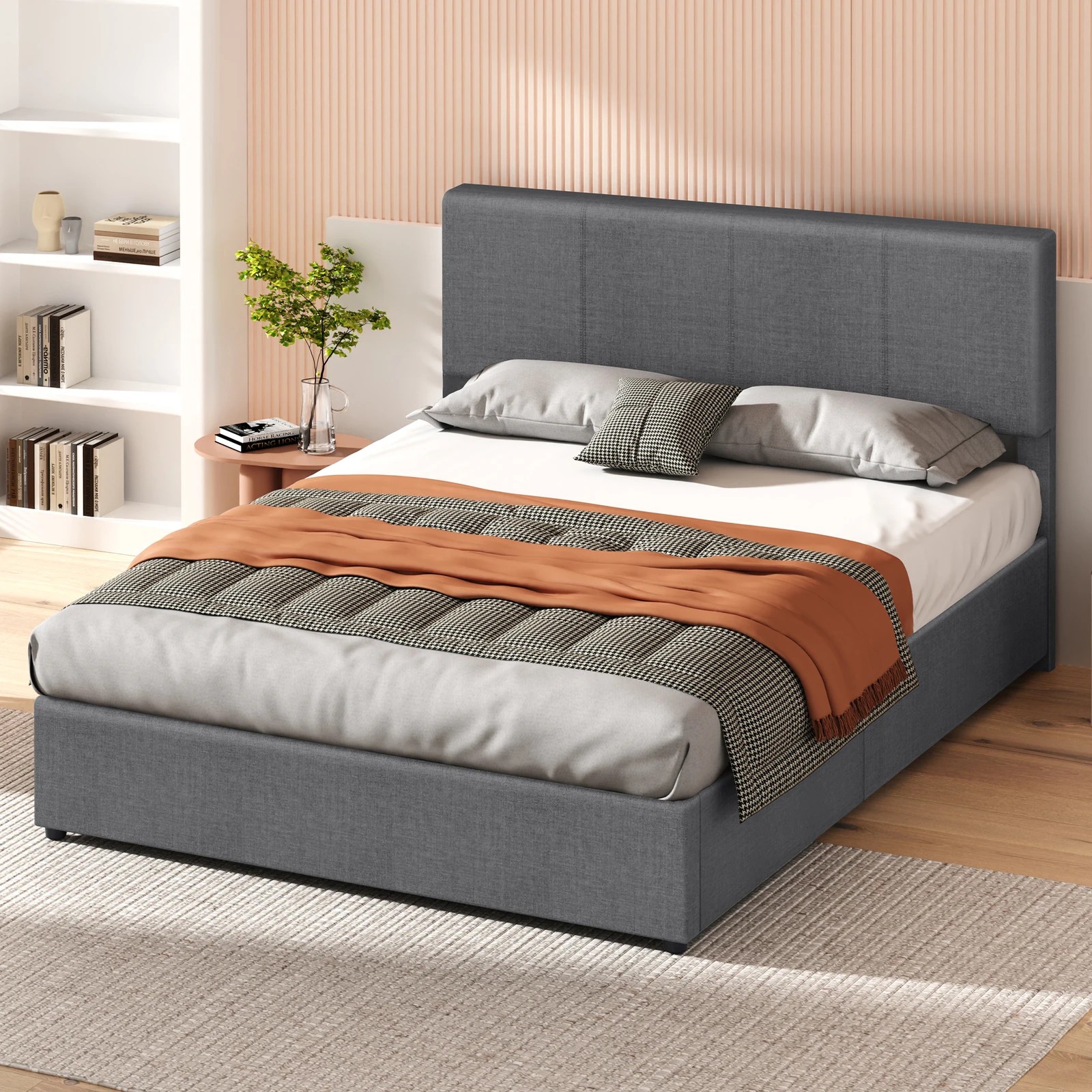 7 Alfordson Bed Frame Double Gas Lift Storage Adjustable Headboard Luria - Grey, 7 of 10