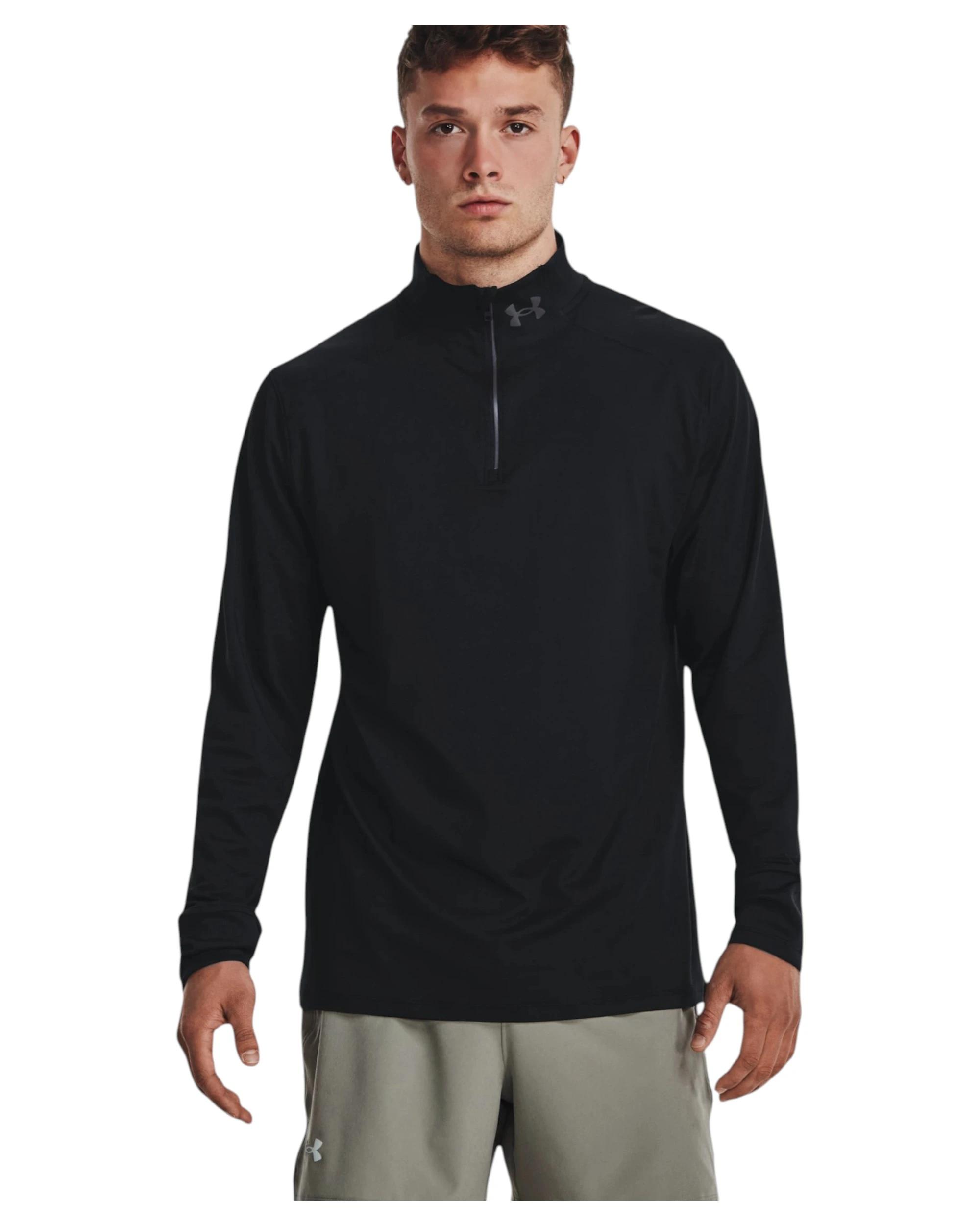 2 Under Armour Mens Launch Pro Quarter Zip Black Shirt BLACK, 2 of 9