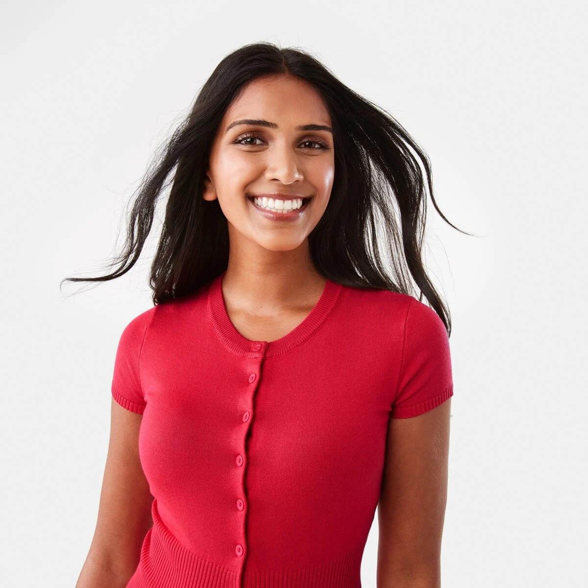 7 Short Sleeve Longline Button Up Top Strawberry, 7 of 8