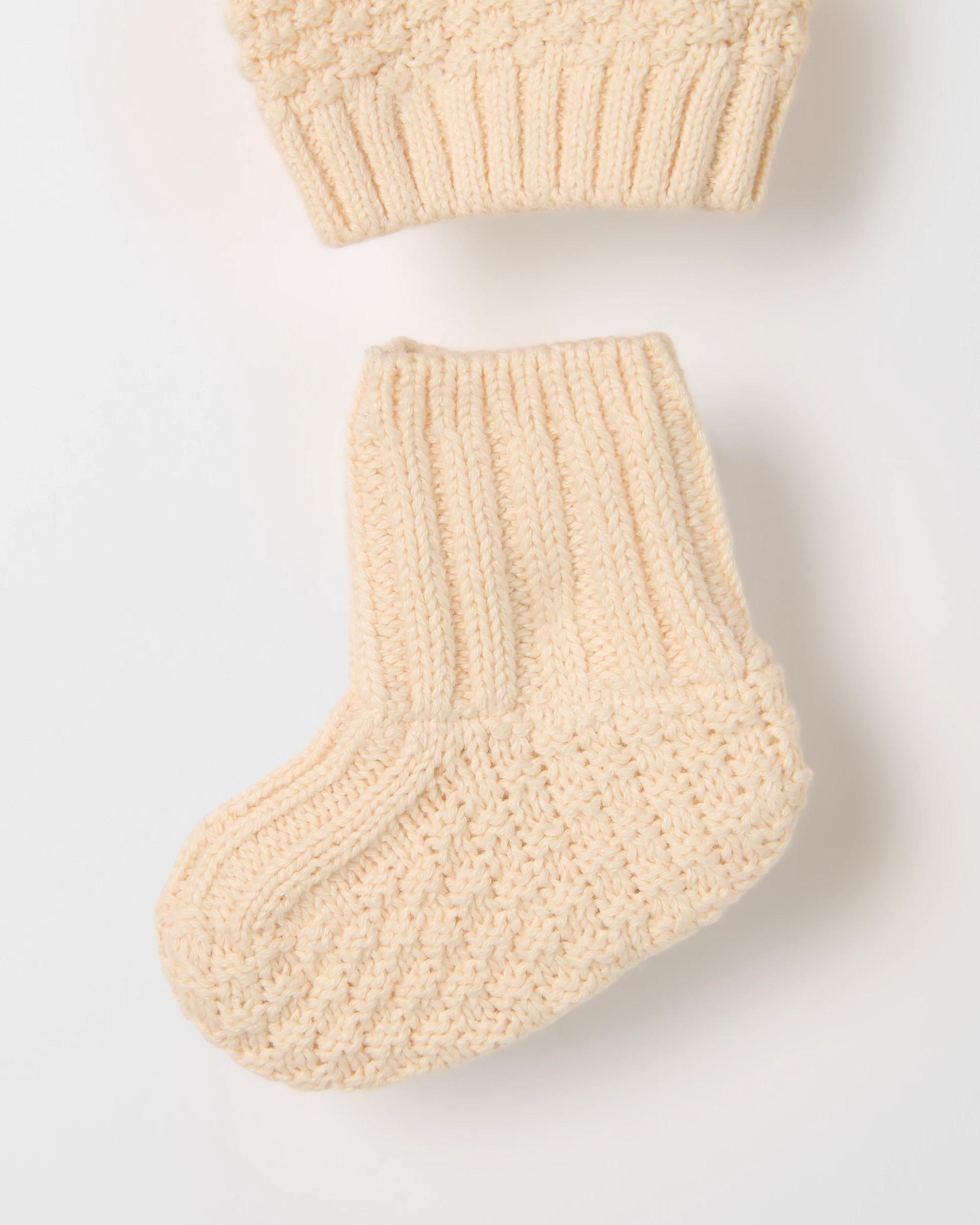 2 Target Baby Baby Organic Cotton Cardigan, Pants and Bootie Knit Set CREAM, 2 of 3