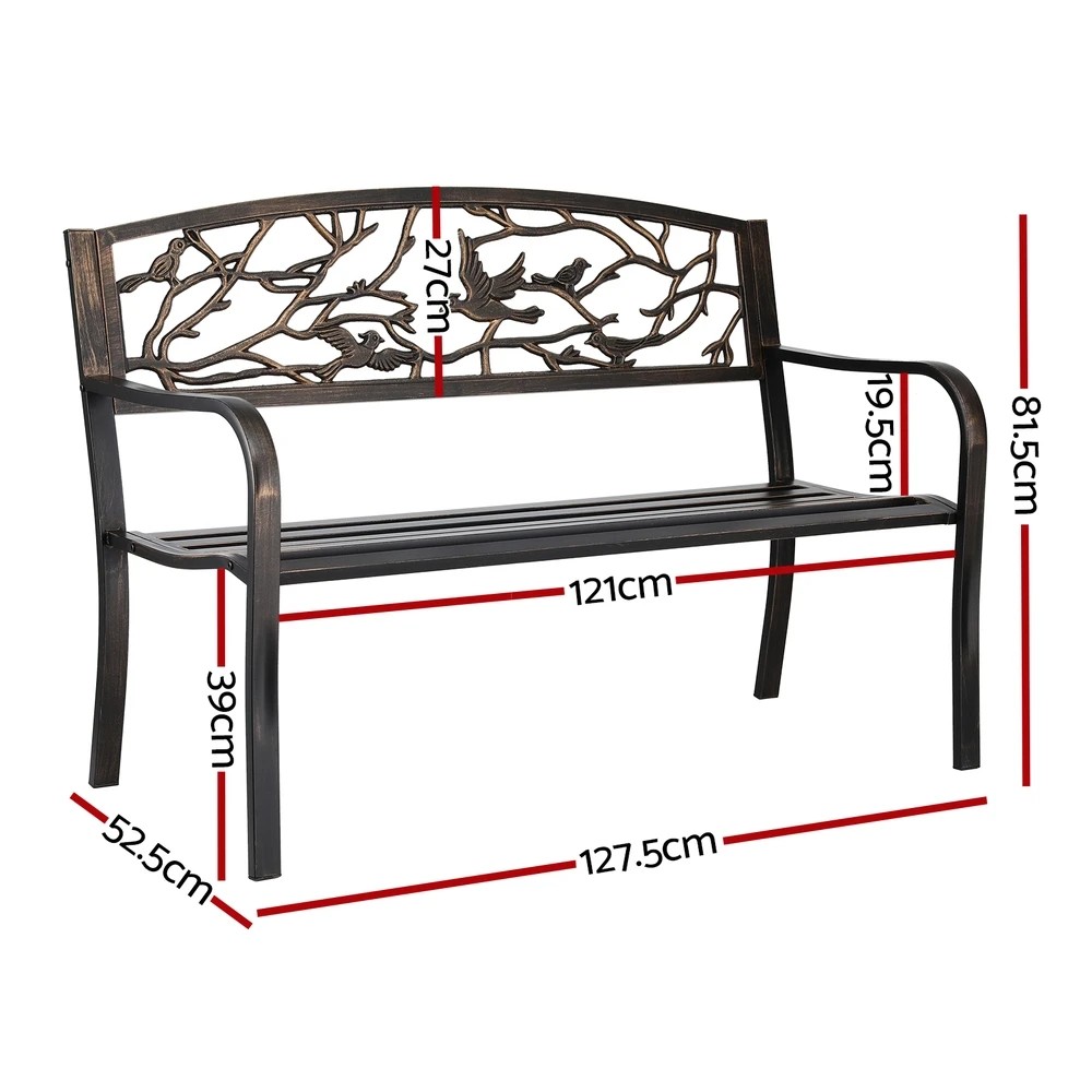 2 Gardeon Outdoor Bench Seat Garden Steel Outdoor Furniture 3 Seater Park - Bronze, 2 of 6