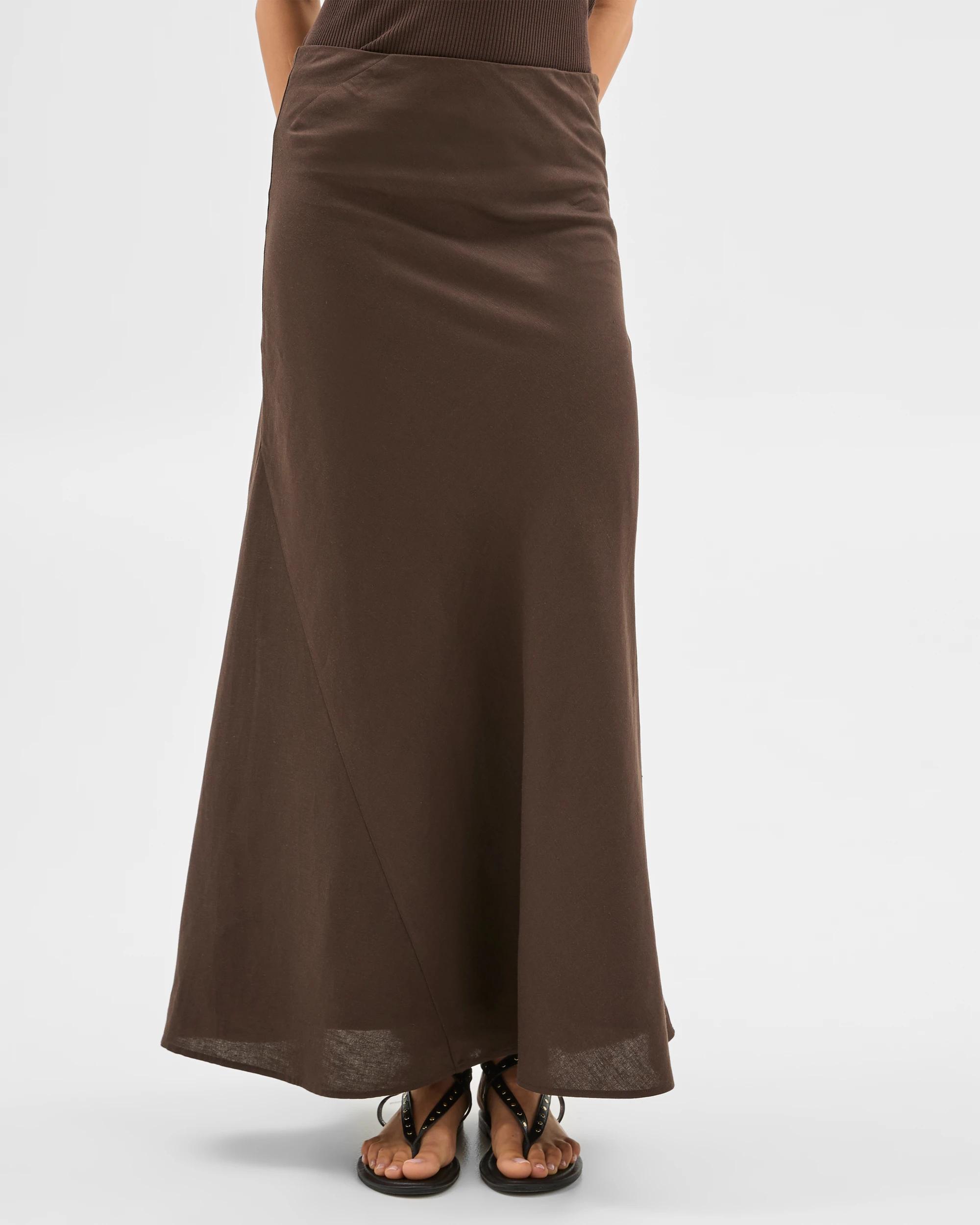 5 European Linen Blend Maxi Skirt - Lily Loves DEEP BROWN, 5 of 6