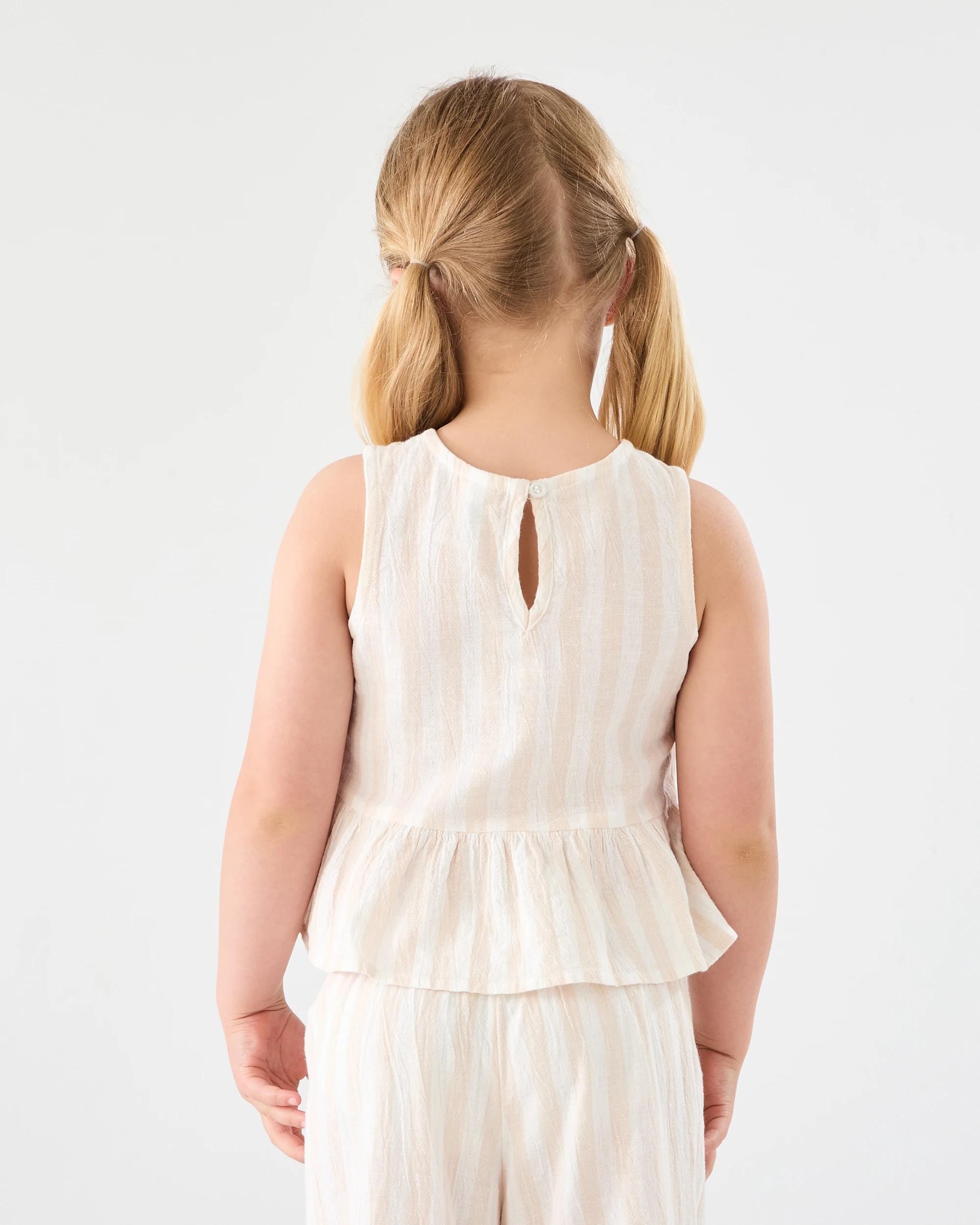 2 Tie Front Frill Top Bge Stripe, 2 of 6