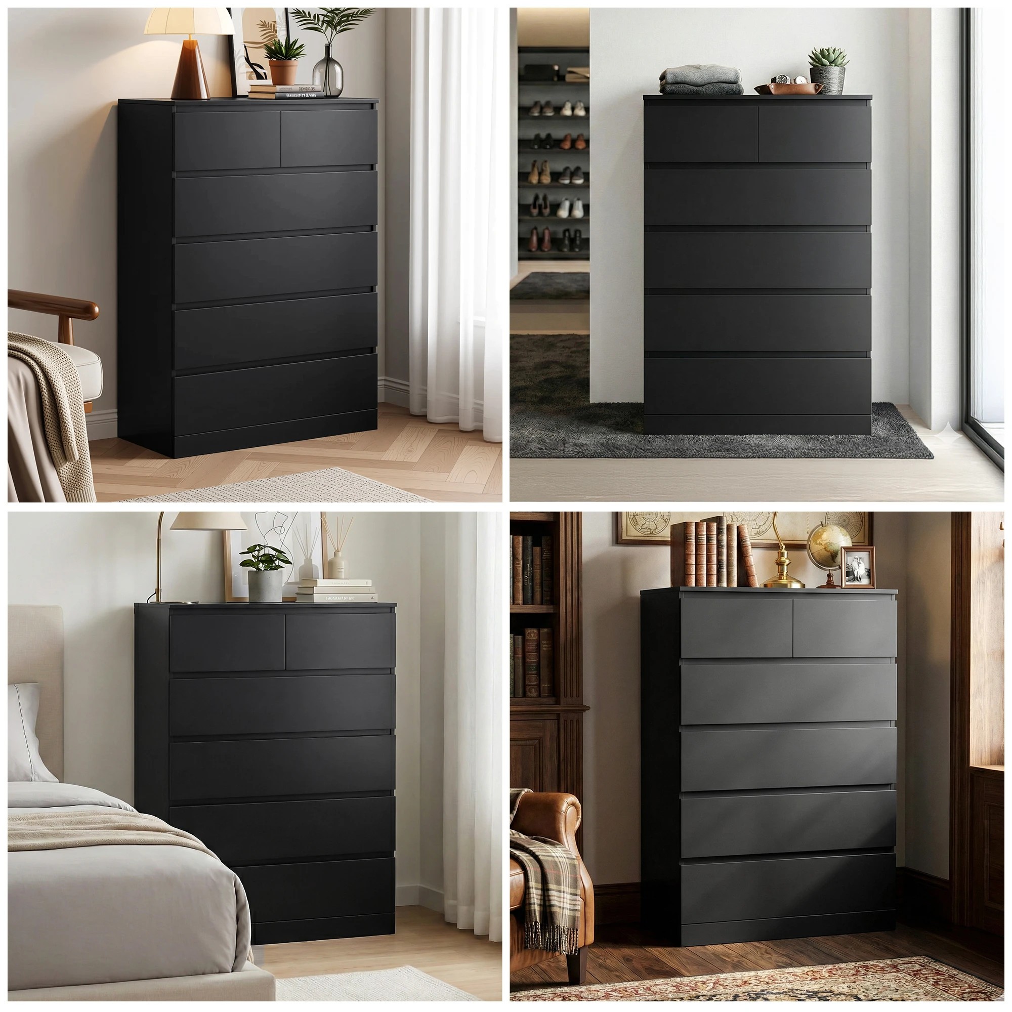 8 Artiss 6 Chest of Drawers Tallboy PEPE - Black, 8 of 10
