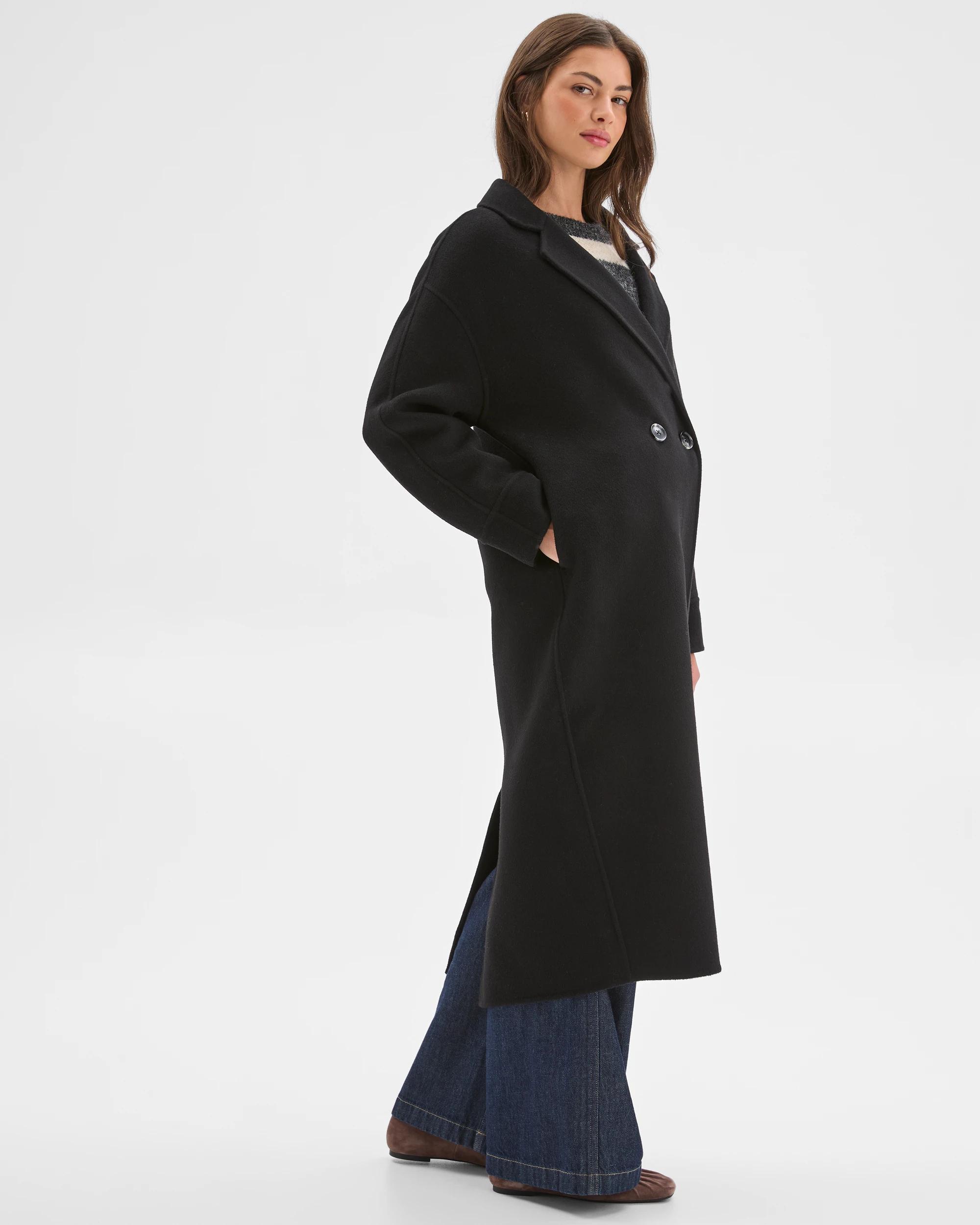 6 Target Petites Petites Wool Cocoon Coat BLACK, 6 of 8