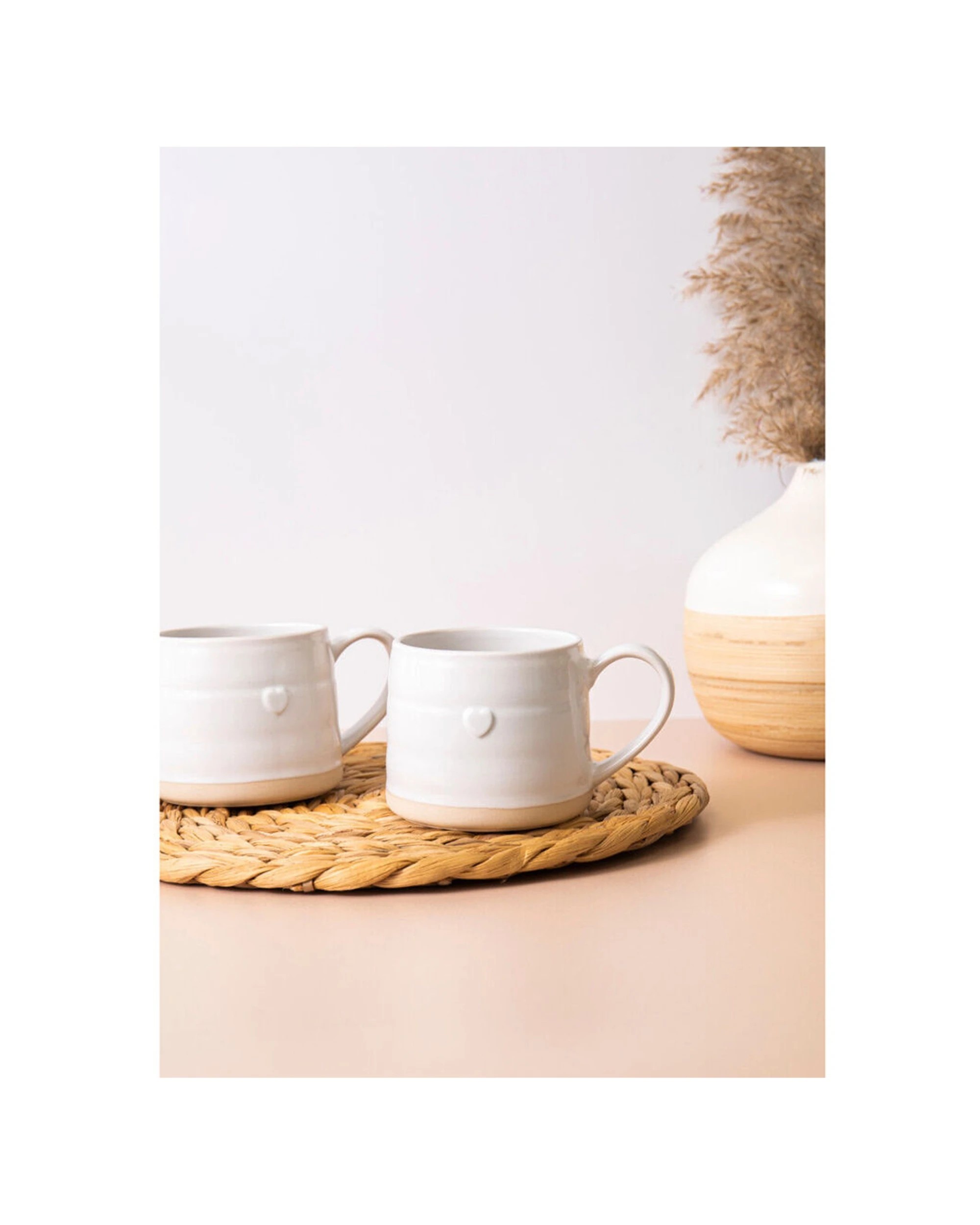 2 Mikasa Farmhouse 2pc Heart Stoneware Mugs Set 380ml Durable Glossy Finish - White, 2 of 5