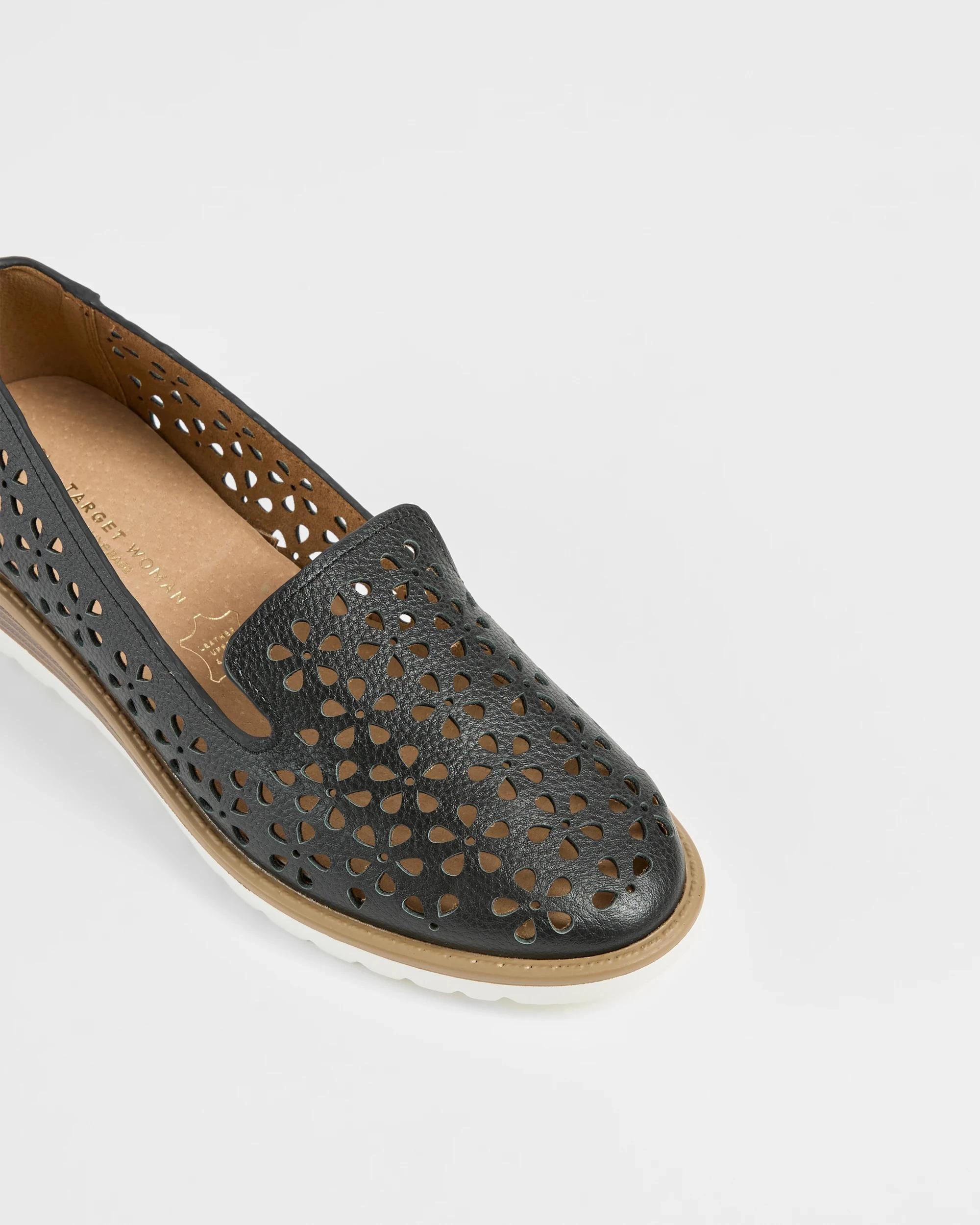 2 Target Womens Cut Out Leather Wedge Loafer - Lizzy BLACK, 2 of 3