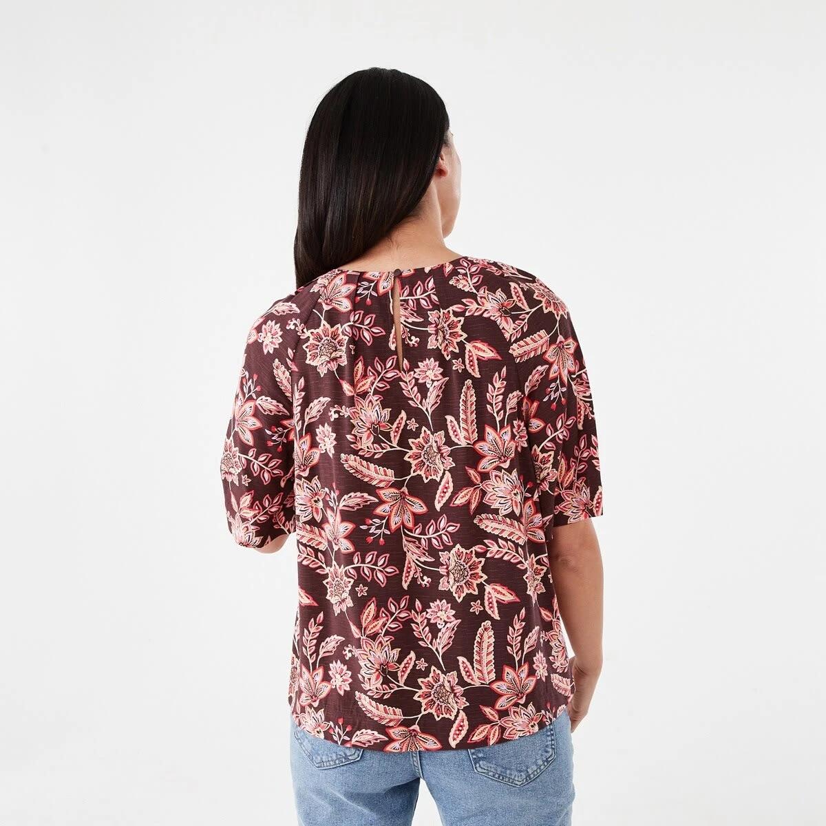 3 Short Sleeve Tuck Top CHINTZ WARM MULBERRY, 3 of 6