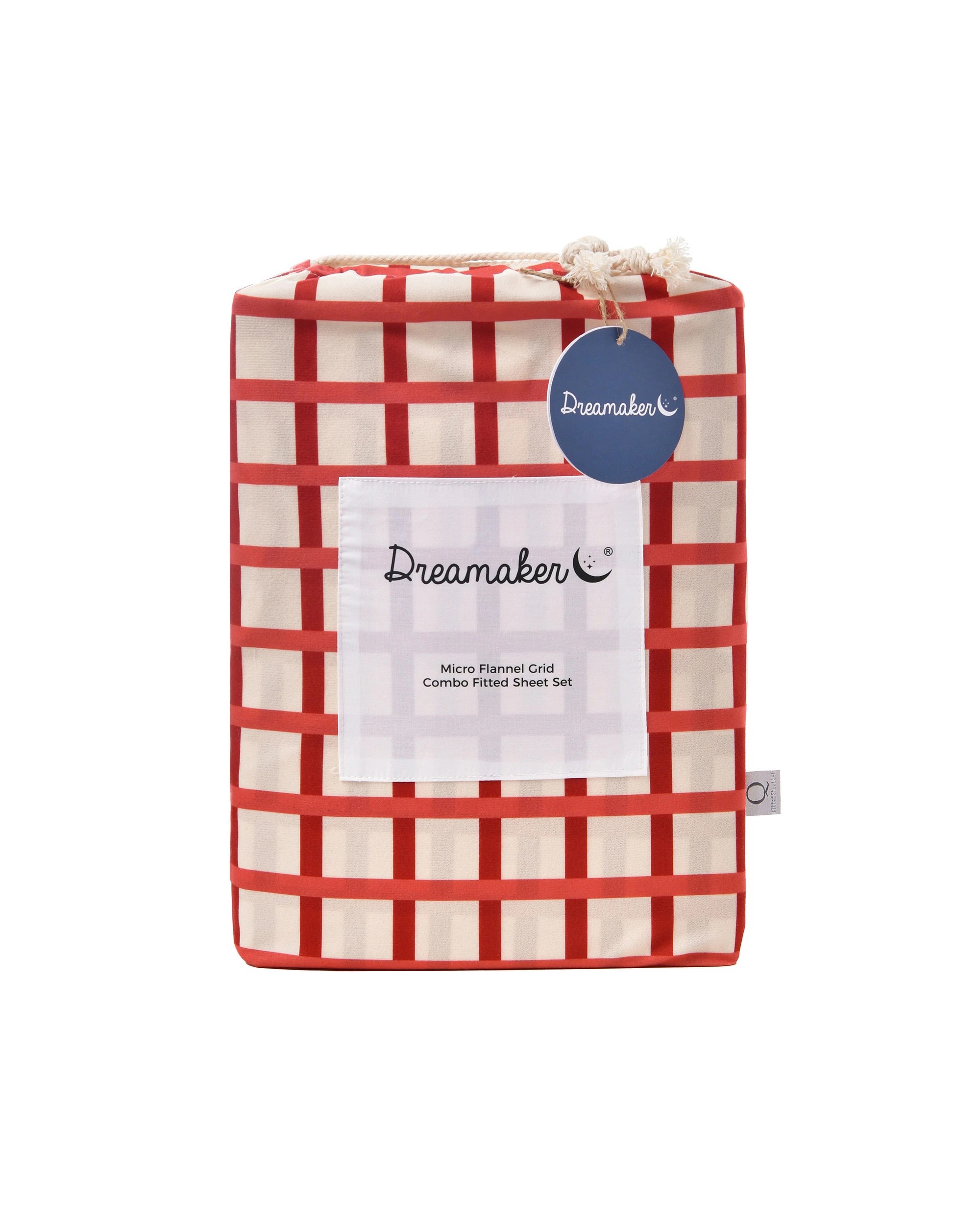 6 Dreamaker Micro Flannel Grid Combo Fitted Sheet Set - Single Bed - Sienna, 6 of 6